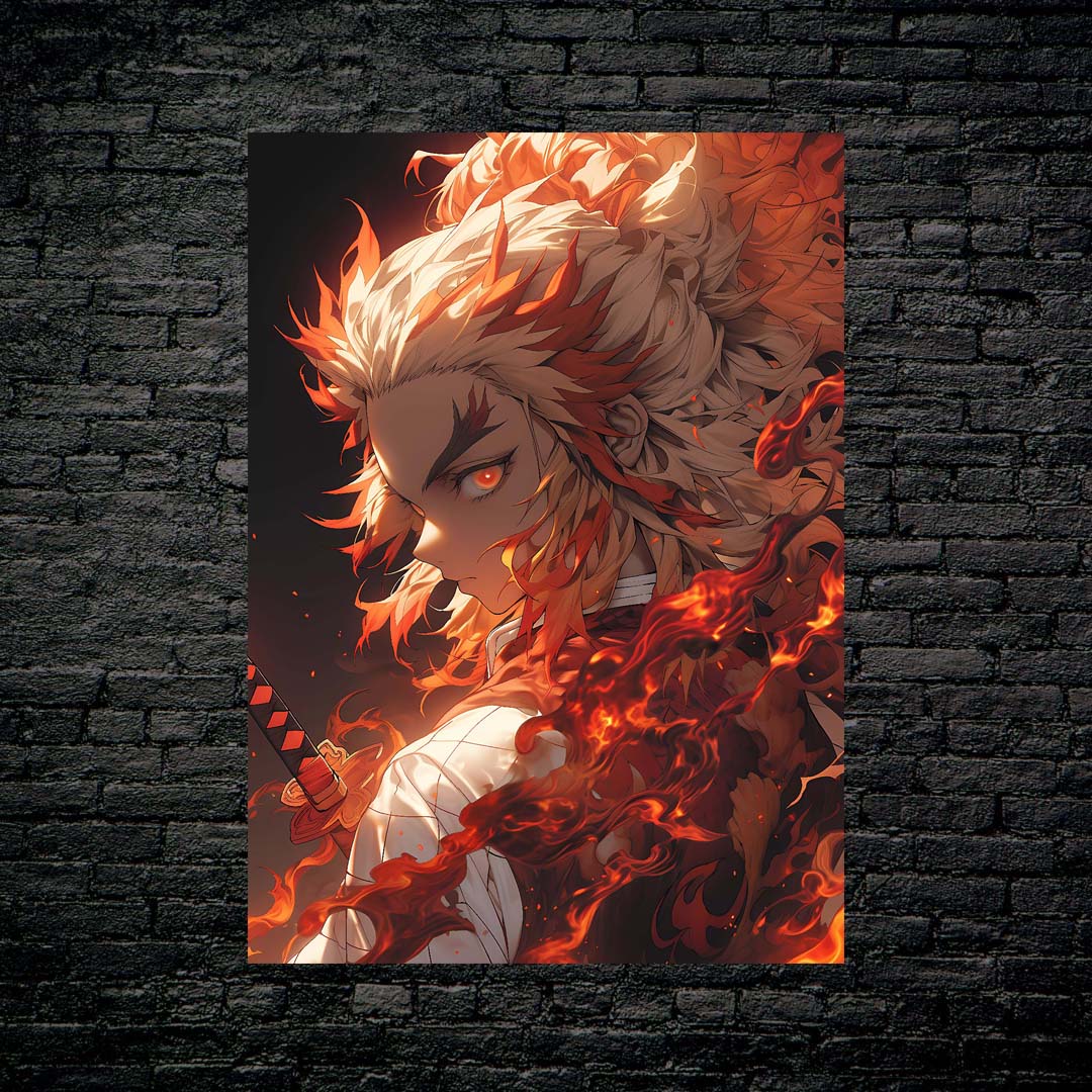 Demon Slayer Rengoku Kyoujurou Poster Picture Metal Printhandmade