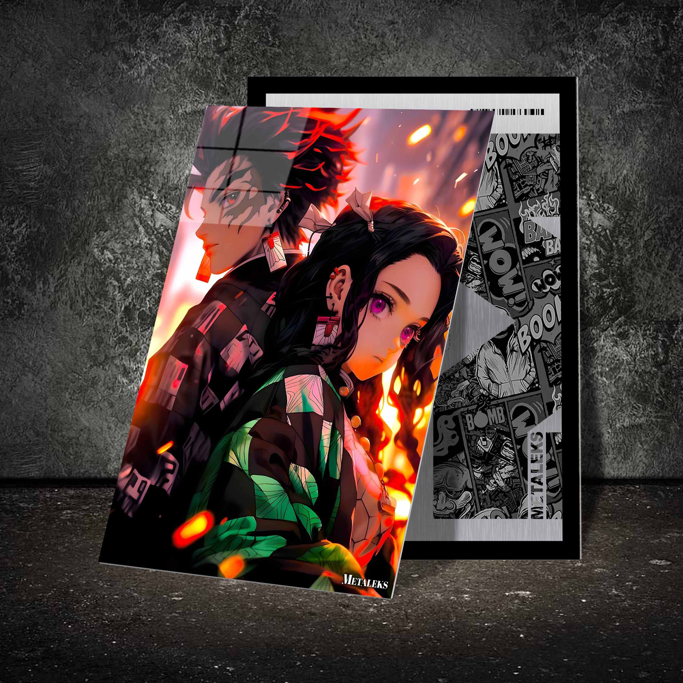 Tanjiro Kamado x Nezuko Kamado 4-Poster, picture, metal print,handmade