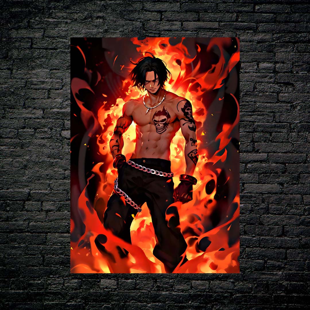 Ace with fire from one piece-designed by @Vid_M@tion