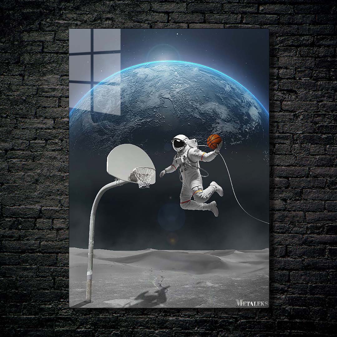 Astronaut Play Moon Basketball