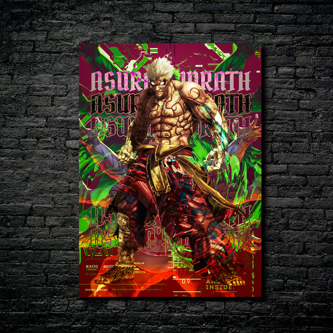 Asuras wrath neon bvrutalism-designed by @SyanArt