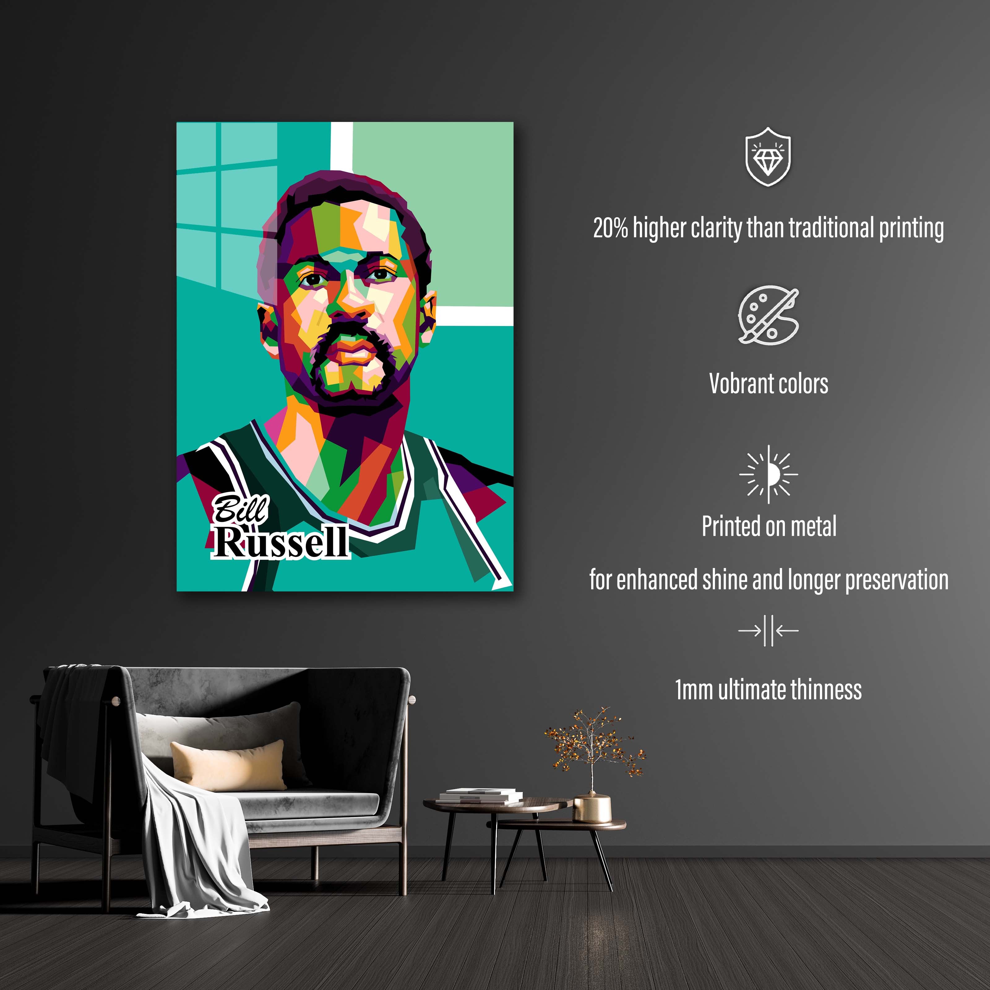 Basketball players Bill Russell in best wpap pop art-designed by @Amirudin kosong enam