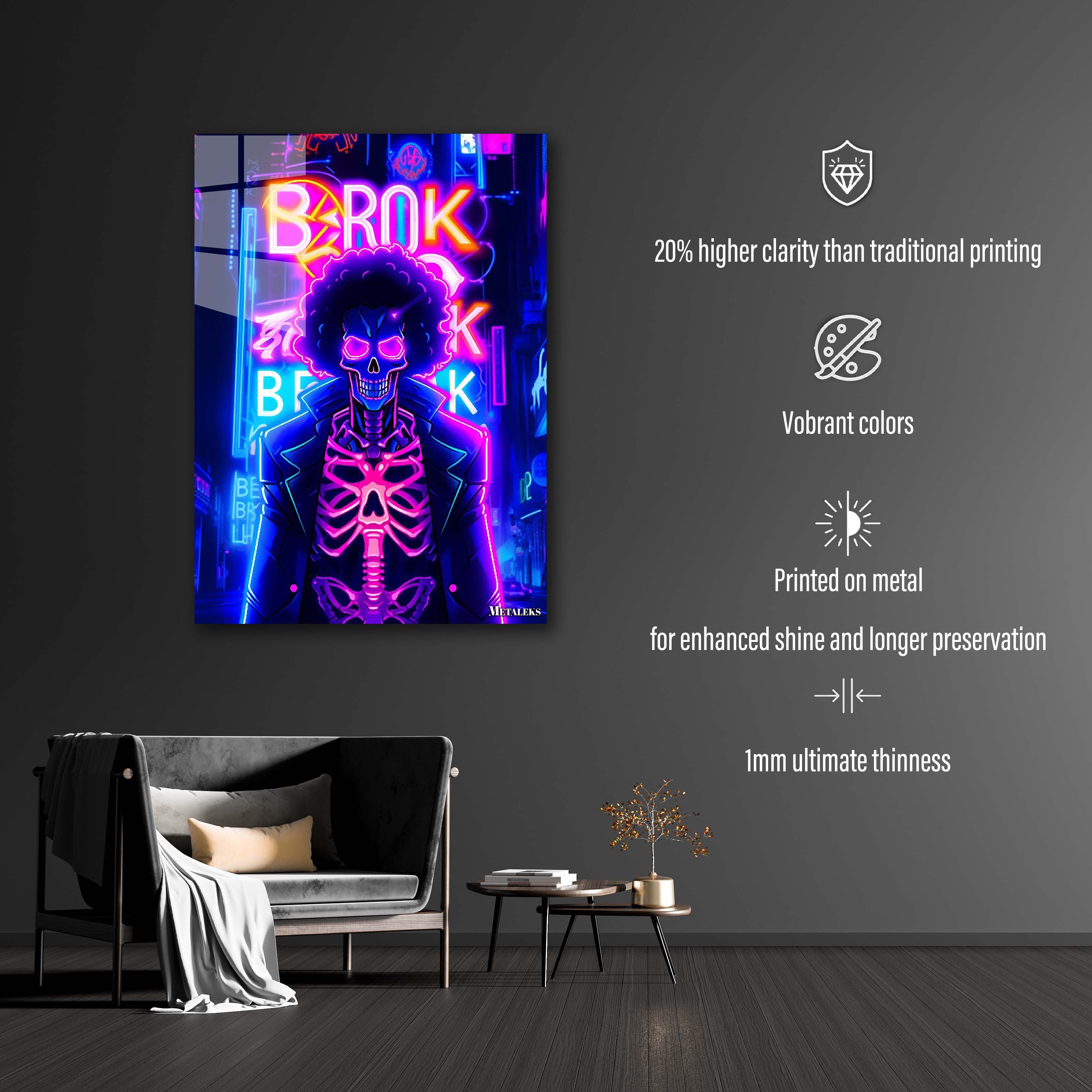 Brook (One Piece) Neon Artwork By @Creativeye-designed by @Creativeye