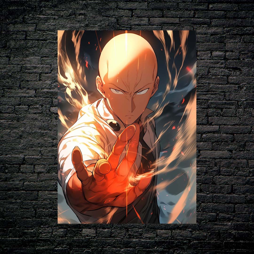 Caped Baldy Chronicles_ Saitama's Punching Prowess-designed by @theanimecrossover