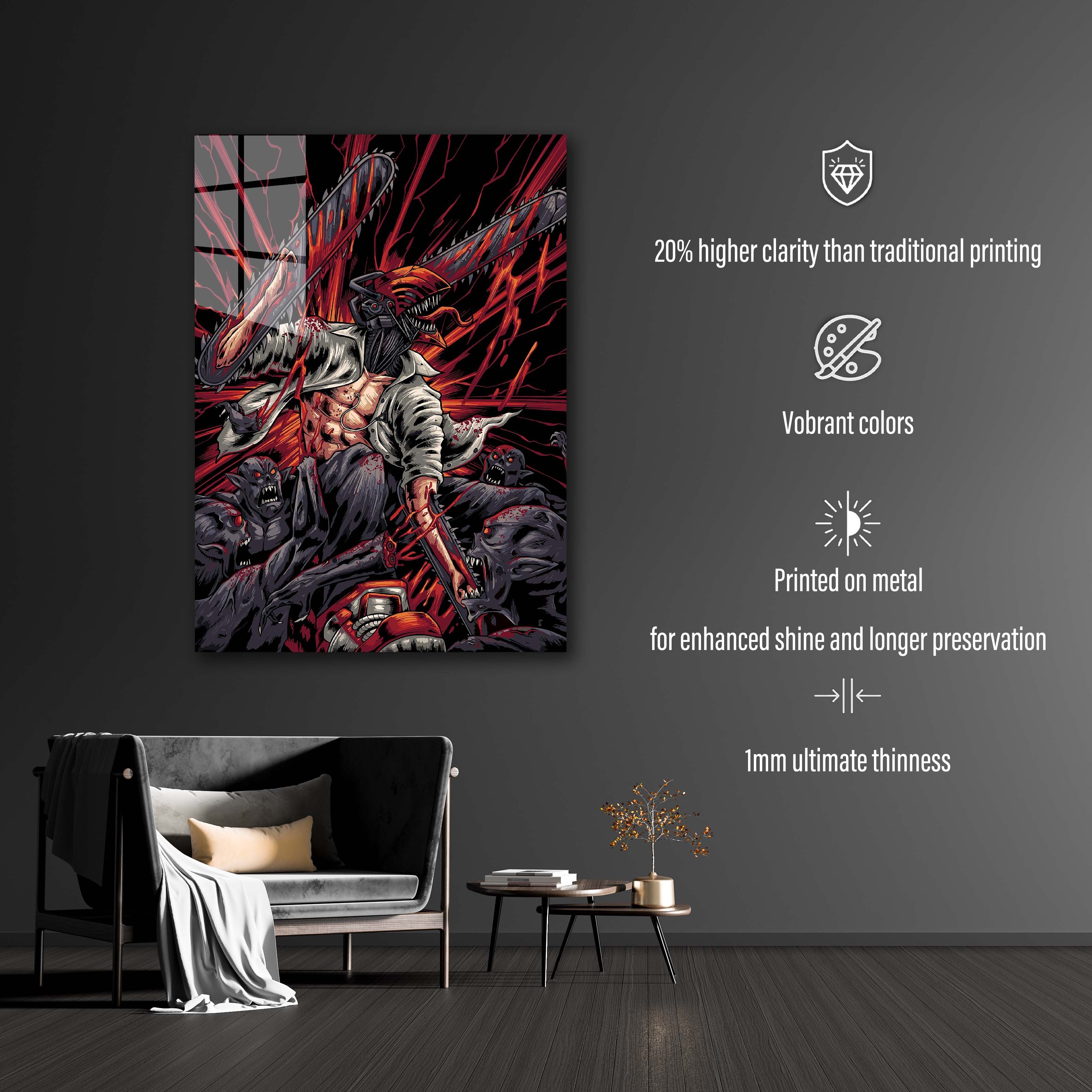chain saw man anime full' Poster, picture, metal print, paint by