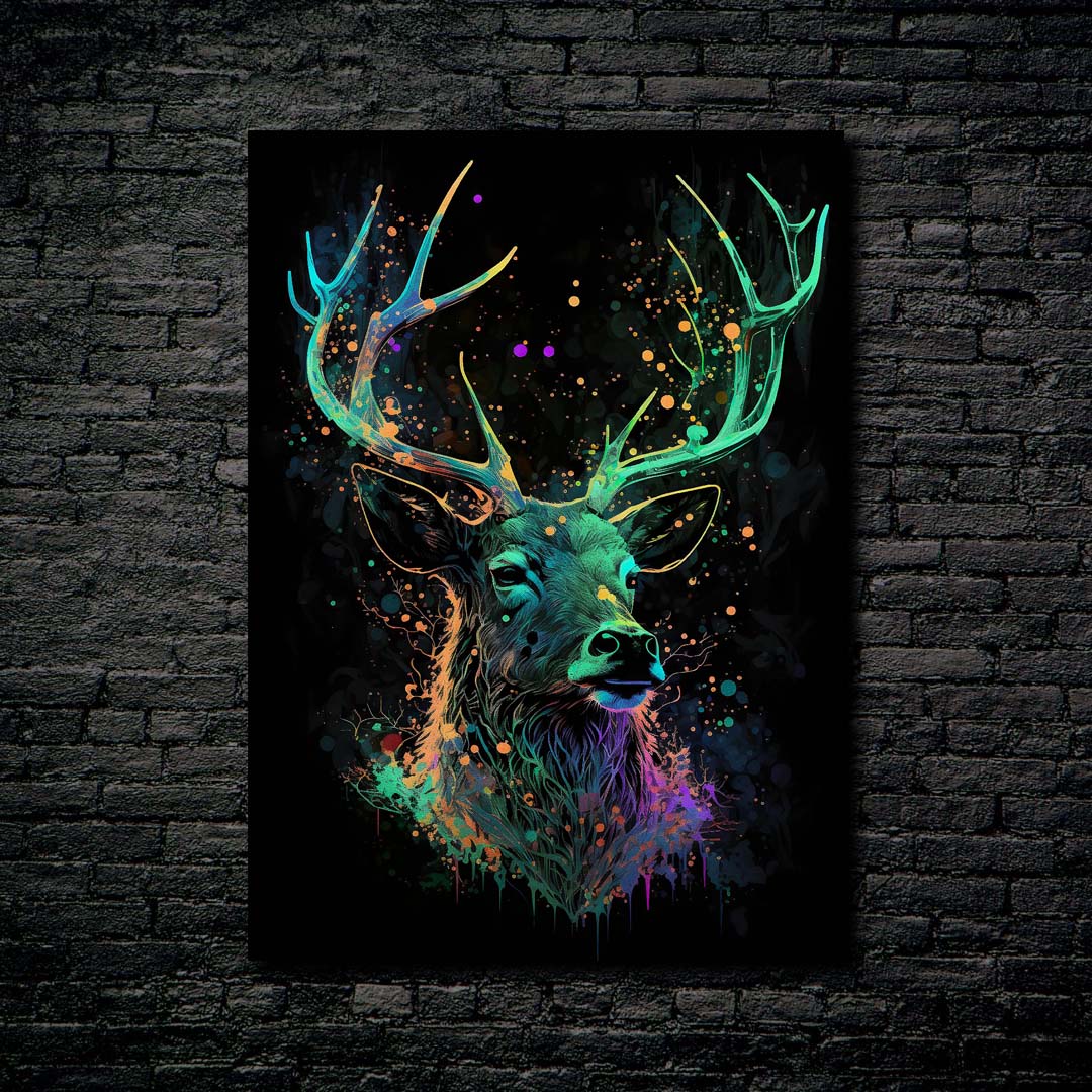 Deer Neon Paint-designed by @elzart_gallery