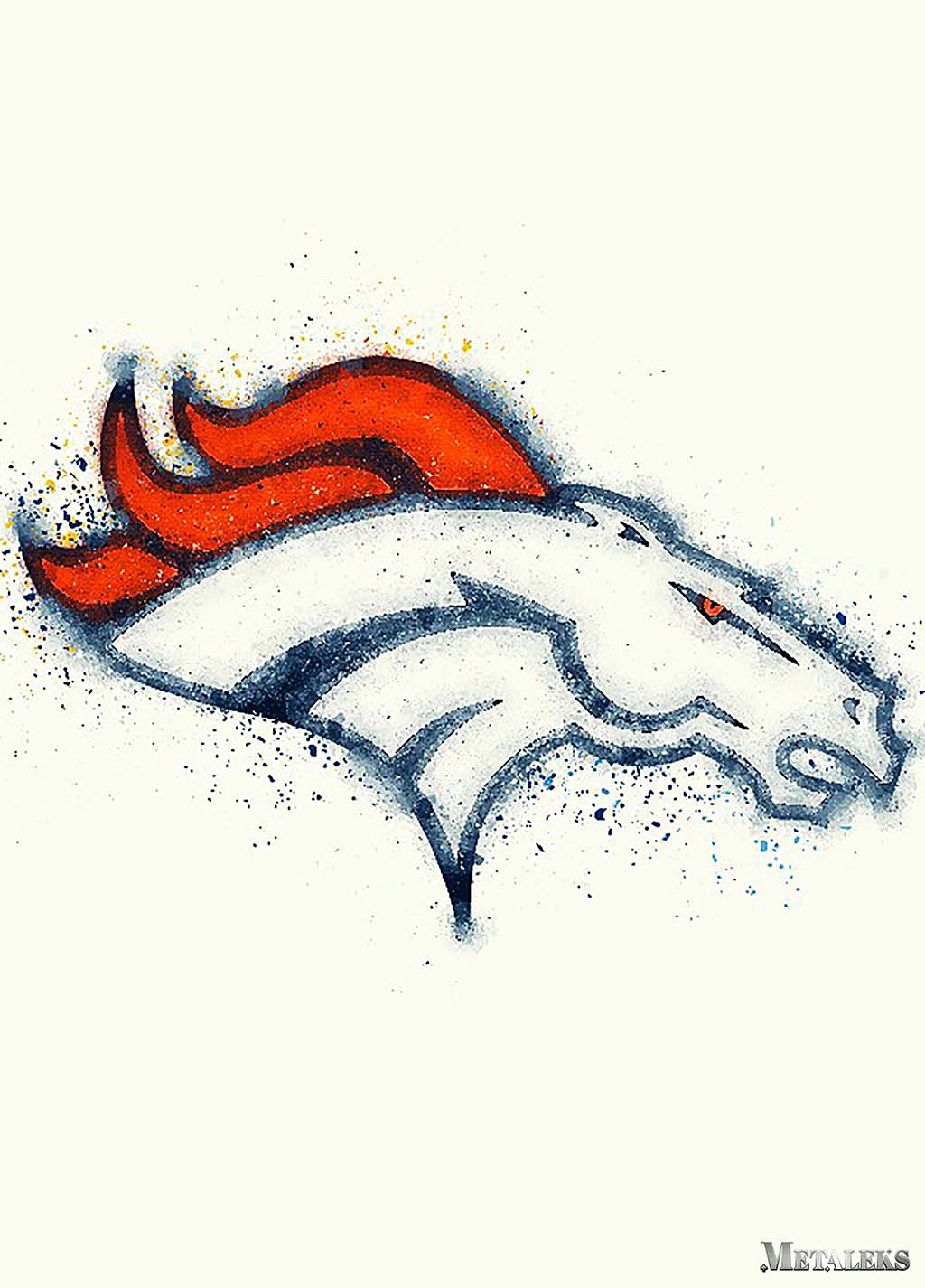 Denver Broncos Watercolor