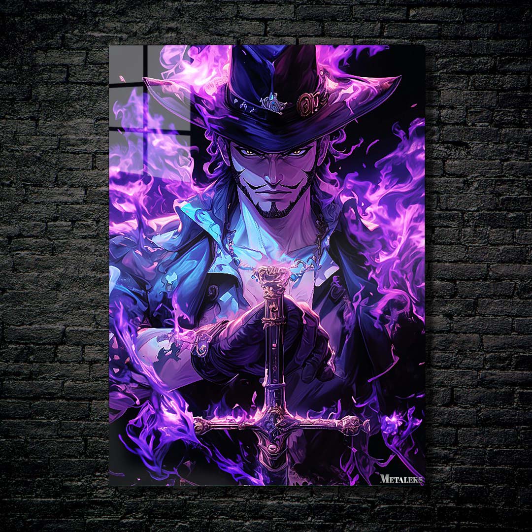 Dracule Mihawk Purpel Flame | Anime One Piece