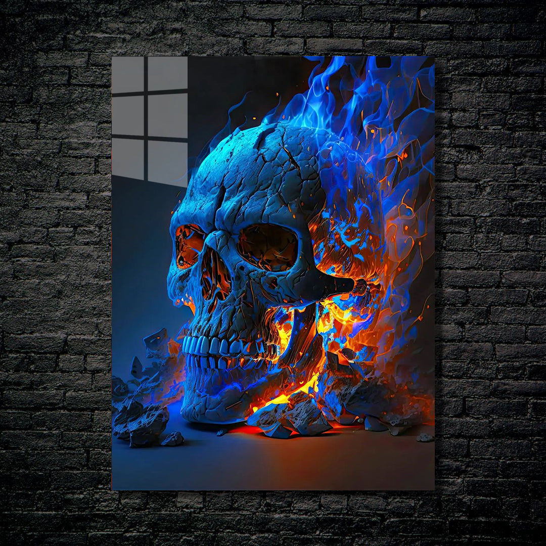 Flame skull-Artwork by @Da vinci Ai Art