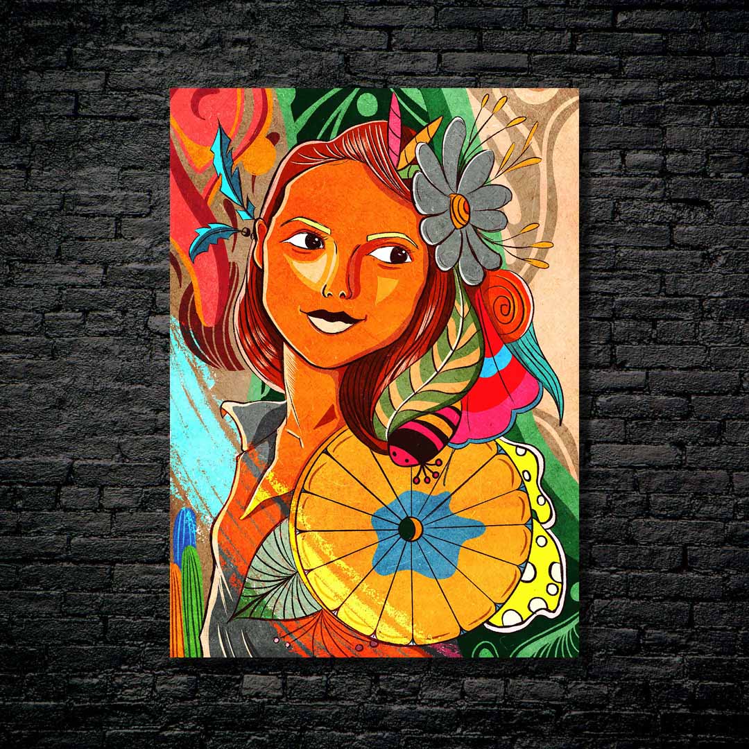 Girl In Coloful Botanical-designed by @Cuti Art