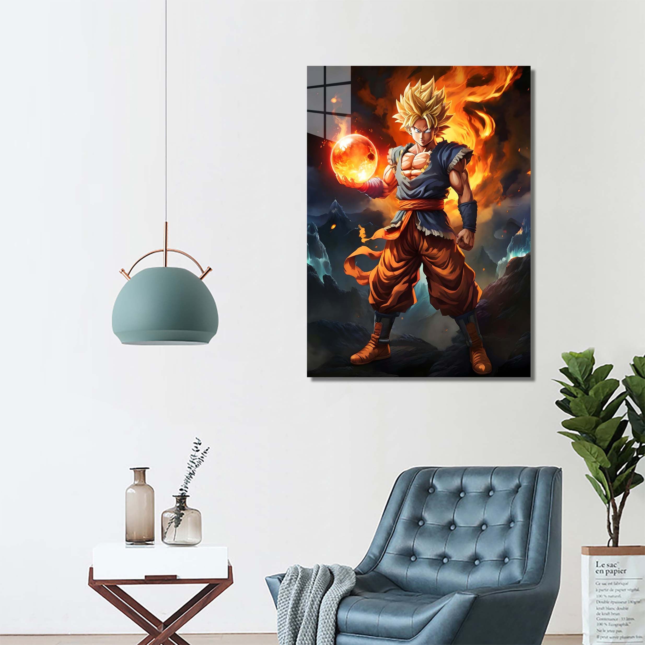 Goku and fire- artwork-designed by @ Makmun