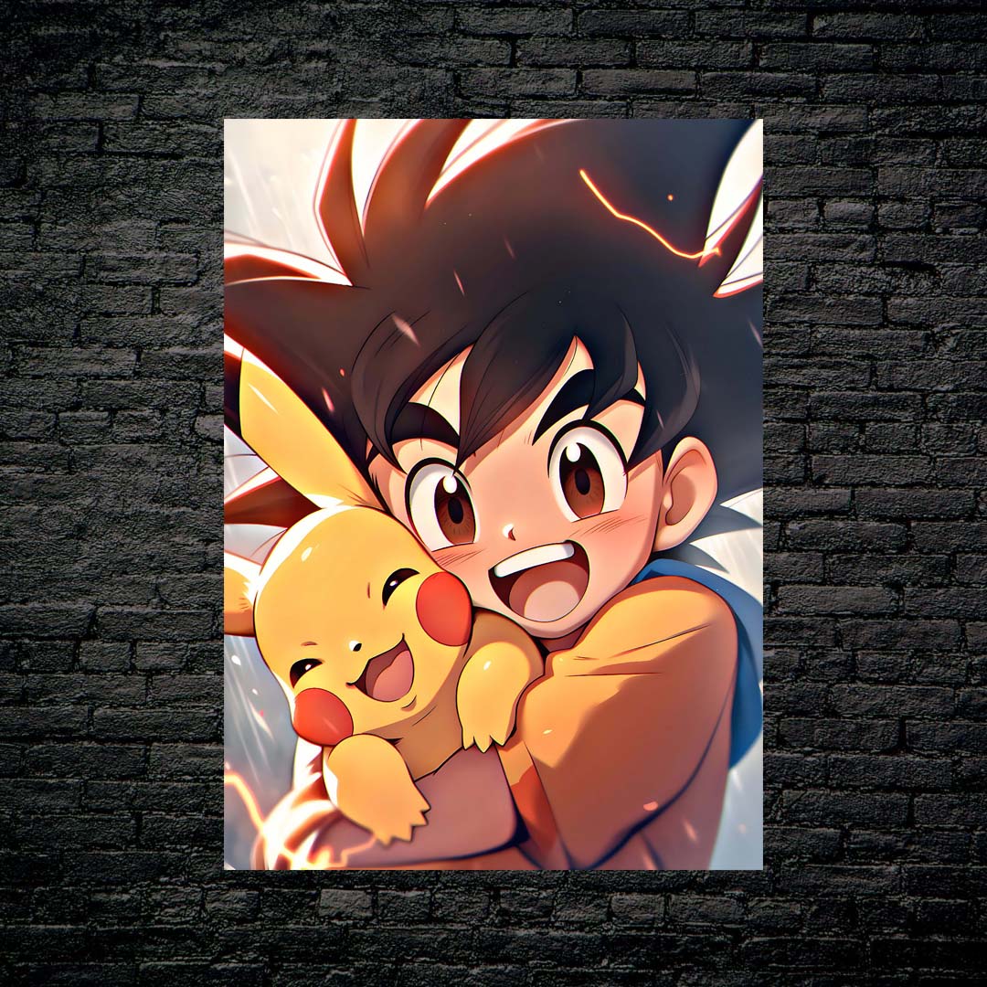 Goku with Cute Pikachu-designed by @Vid_M@tion