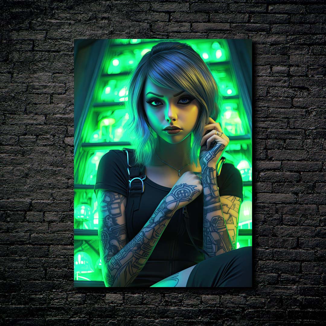 Green Tattooed Woman-02-Artwork by @Silentheal