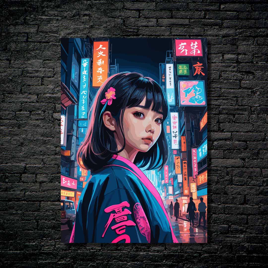 Japanese Girl Neon-Artwork by @VICKY