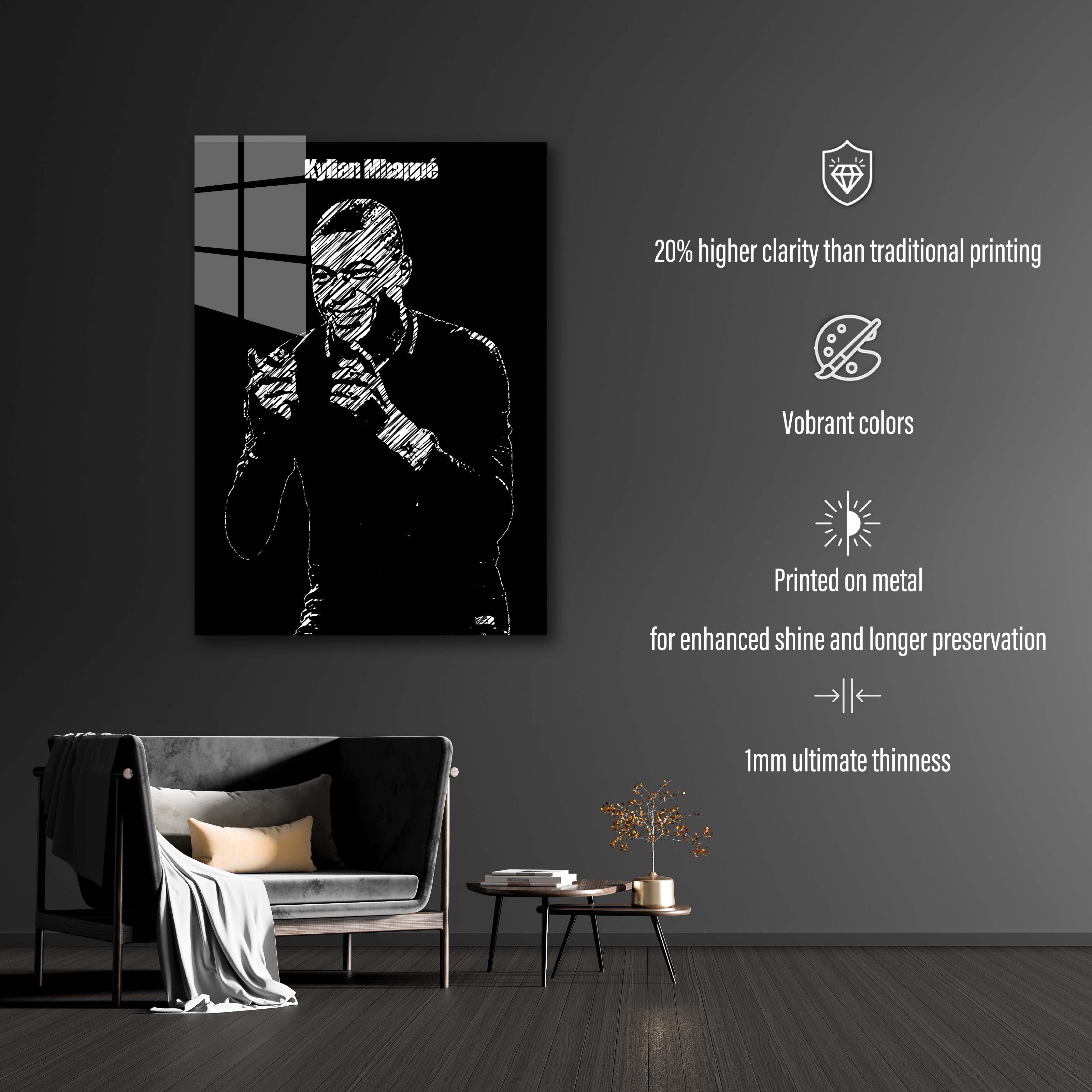 Kylian Mbappe Black white-designed by @ReskLucky
