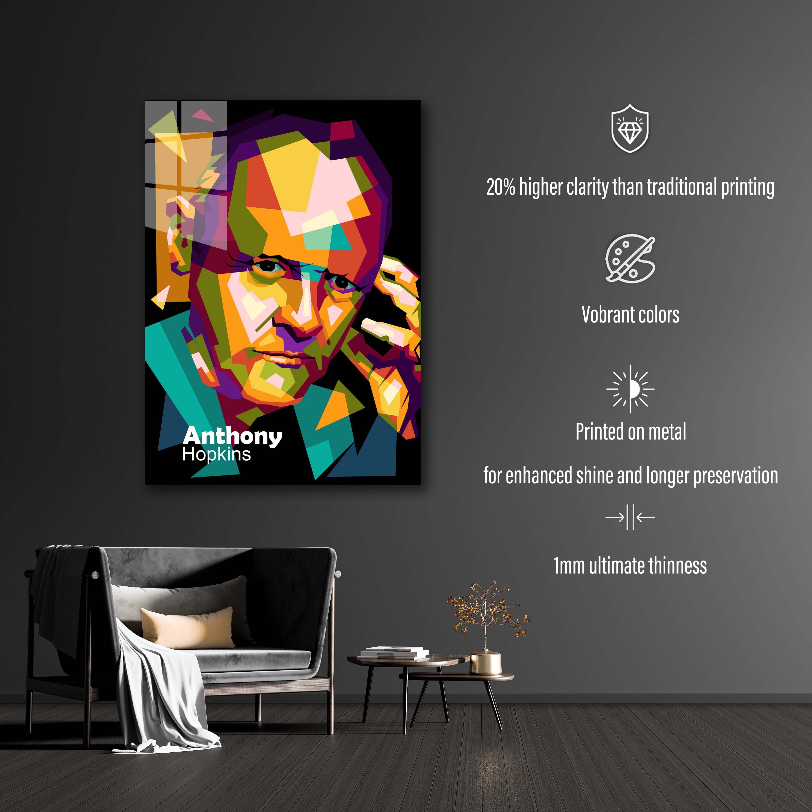 Legend actor Anthony Hopkins in wpap pop art