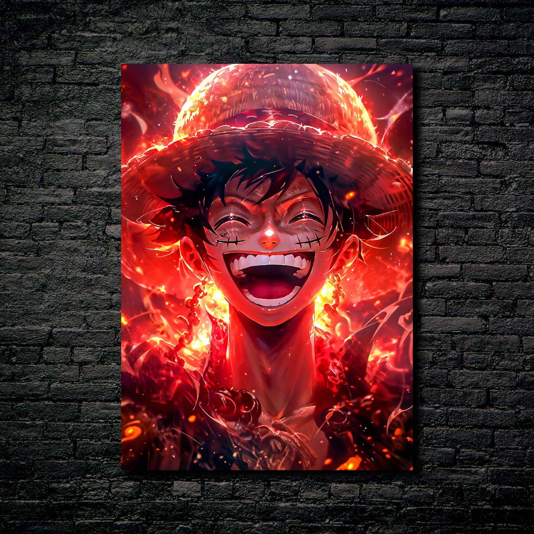 Luffy Fire Poster-designed by @Freiart_mjr