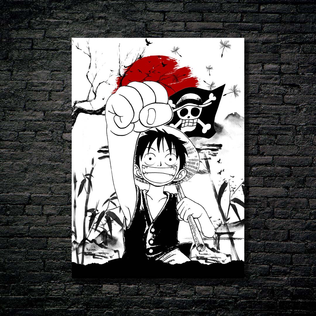 Luffy One Piece Japanese art-designed by @ReskLucky