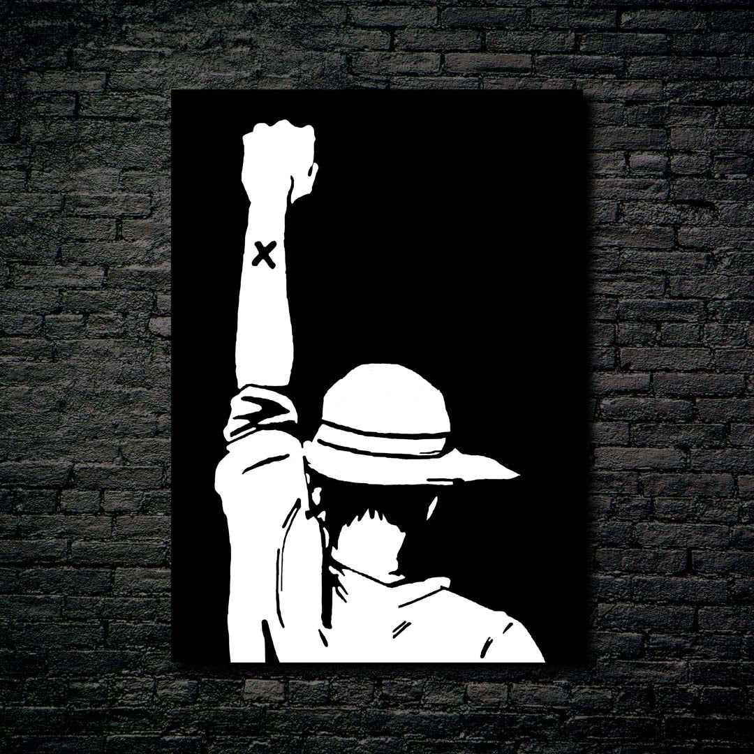 Luffy black and white -designed by @Pus Meong art