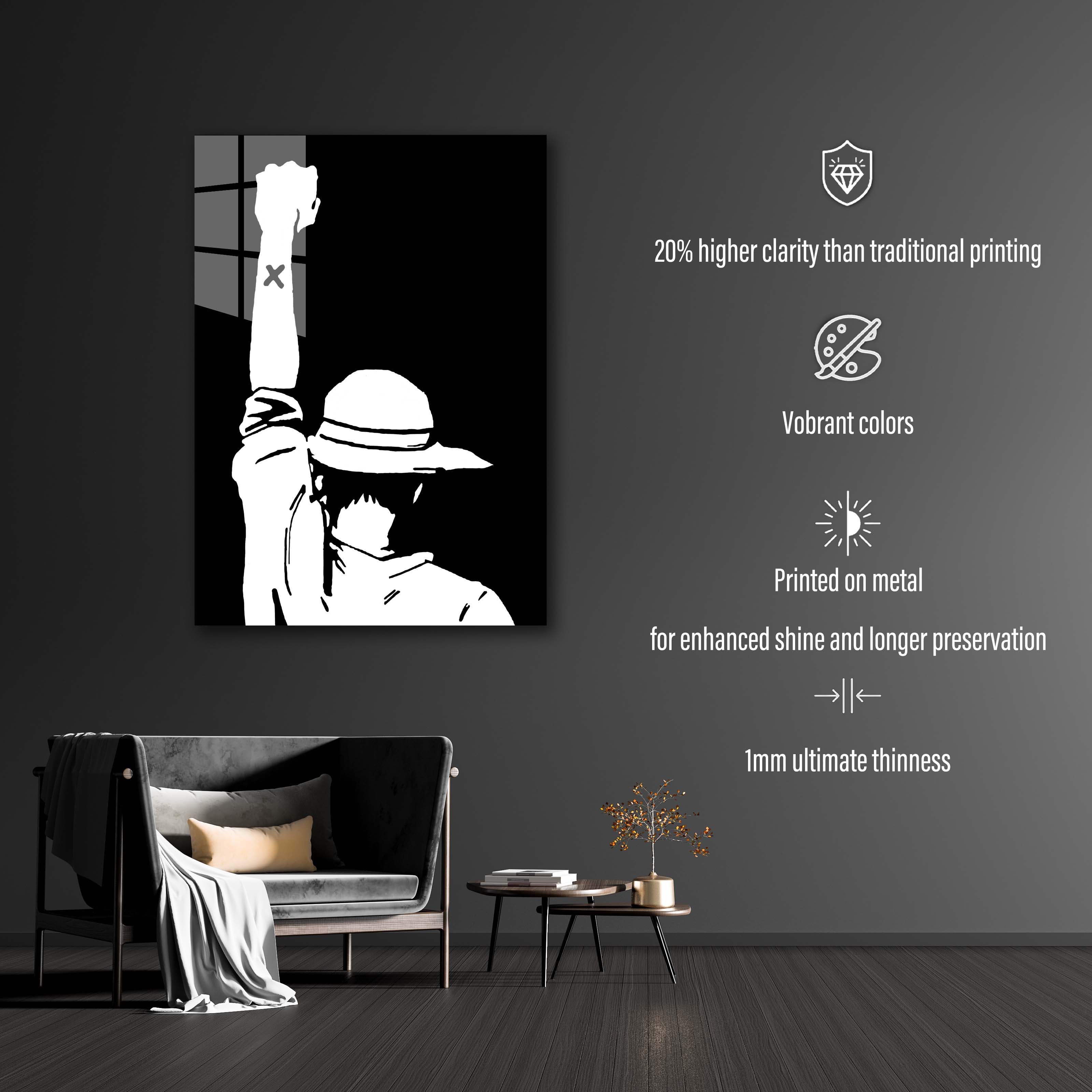 Luffy black and white -designed by @Pus Meong art