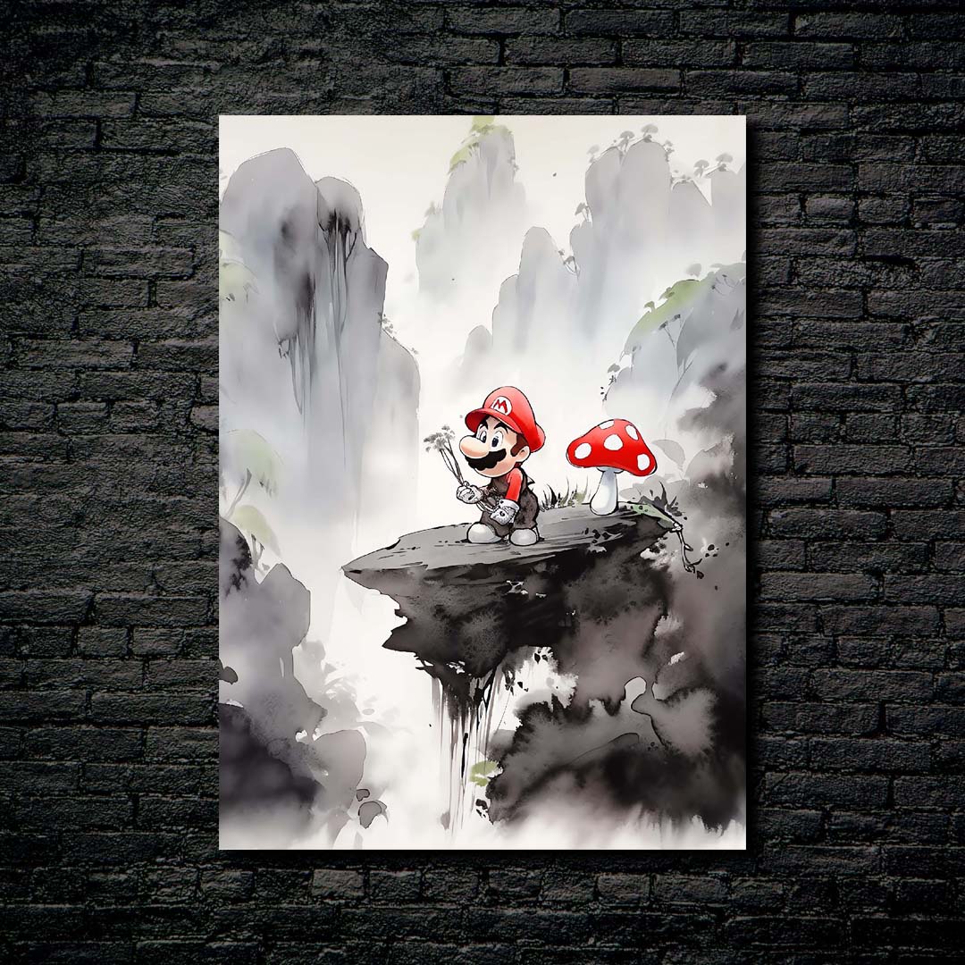 Mario goes up the mountain to pick mushrooms-designed by @WowPaper