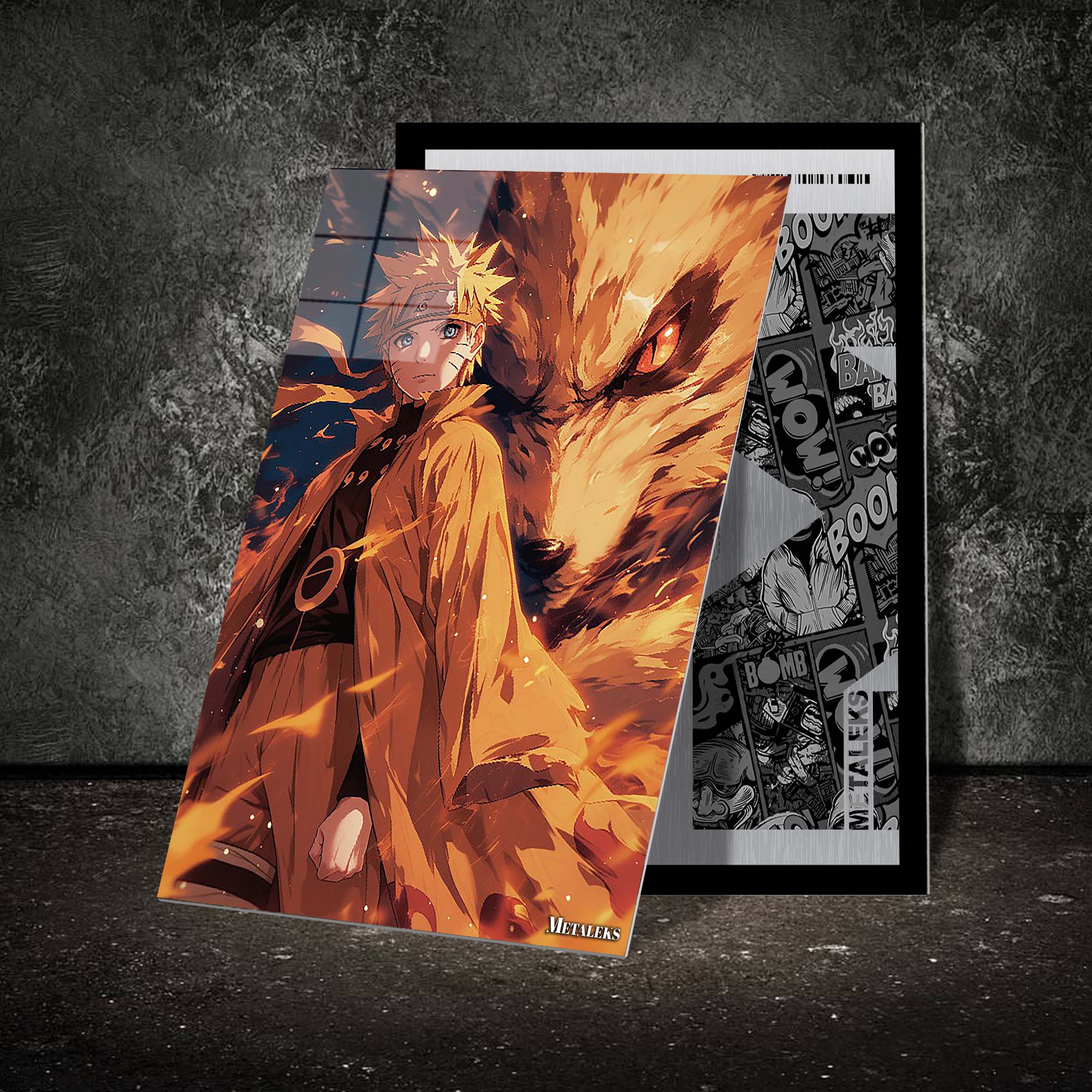 Naruto and Kurama-designed by @Beat art