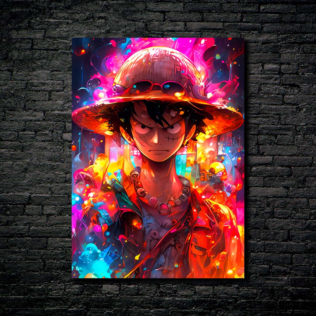 Neon Explosion Luffy-designed by @Ai_inkdreams