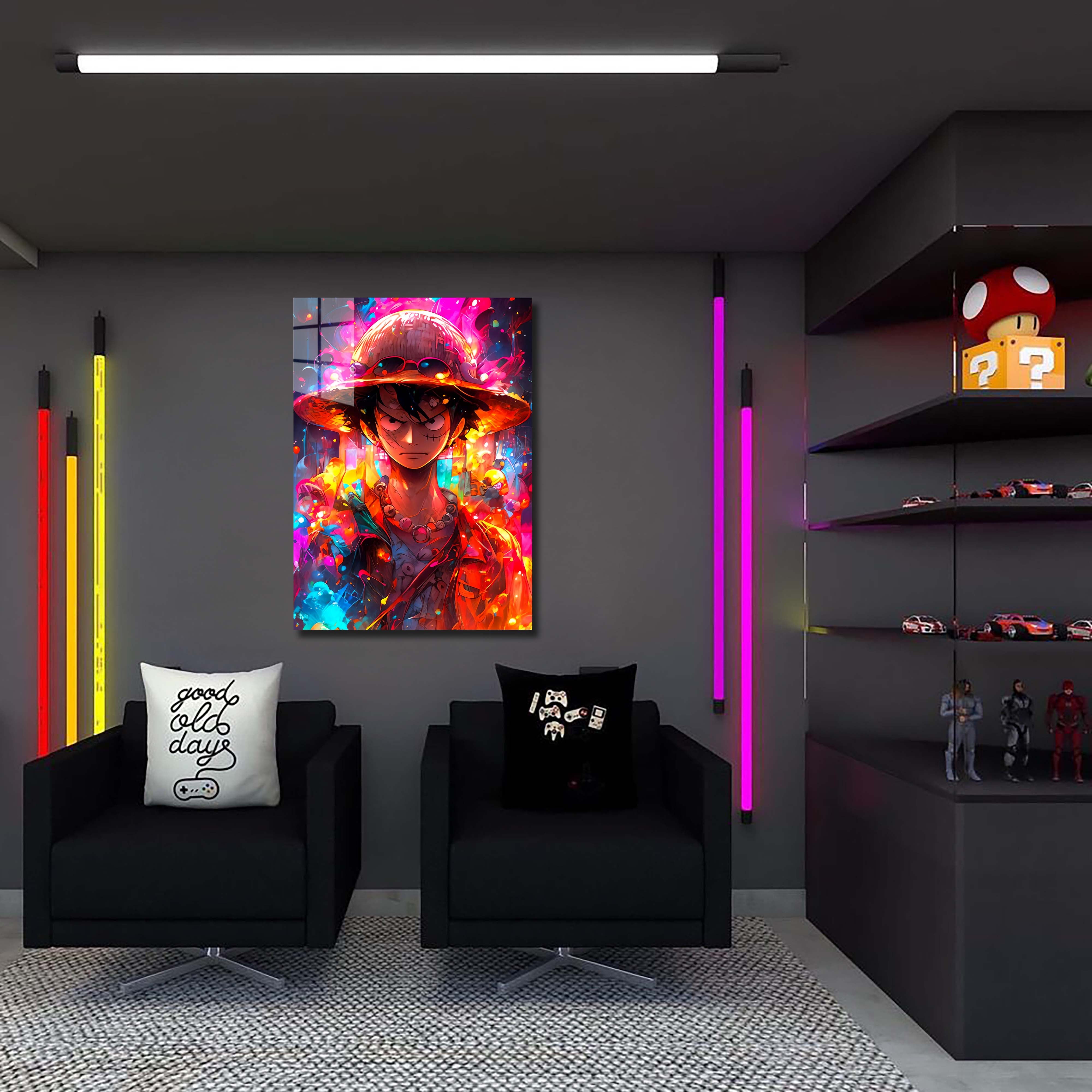 Neon Explosion Luffy-designed by @Ai_inkdreams
