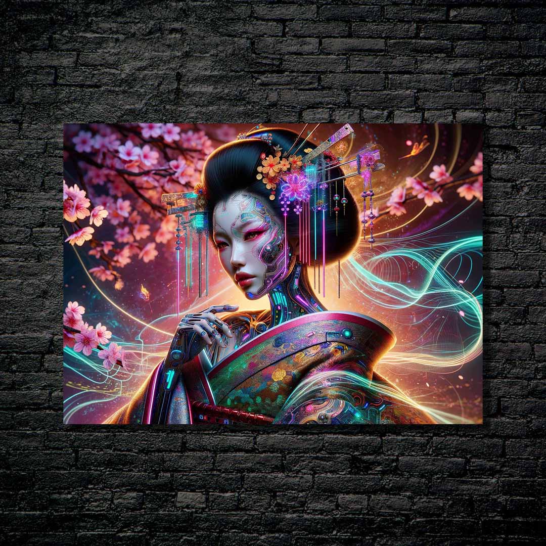 Neon Geisha: Dance of Tradition and Technology-designed by @AungKhantNaing
