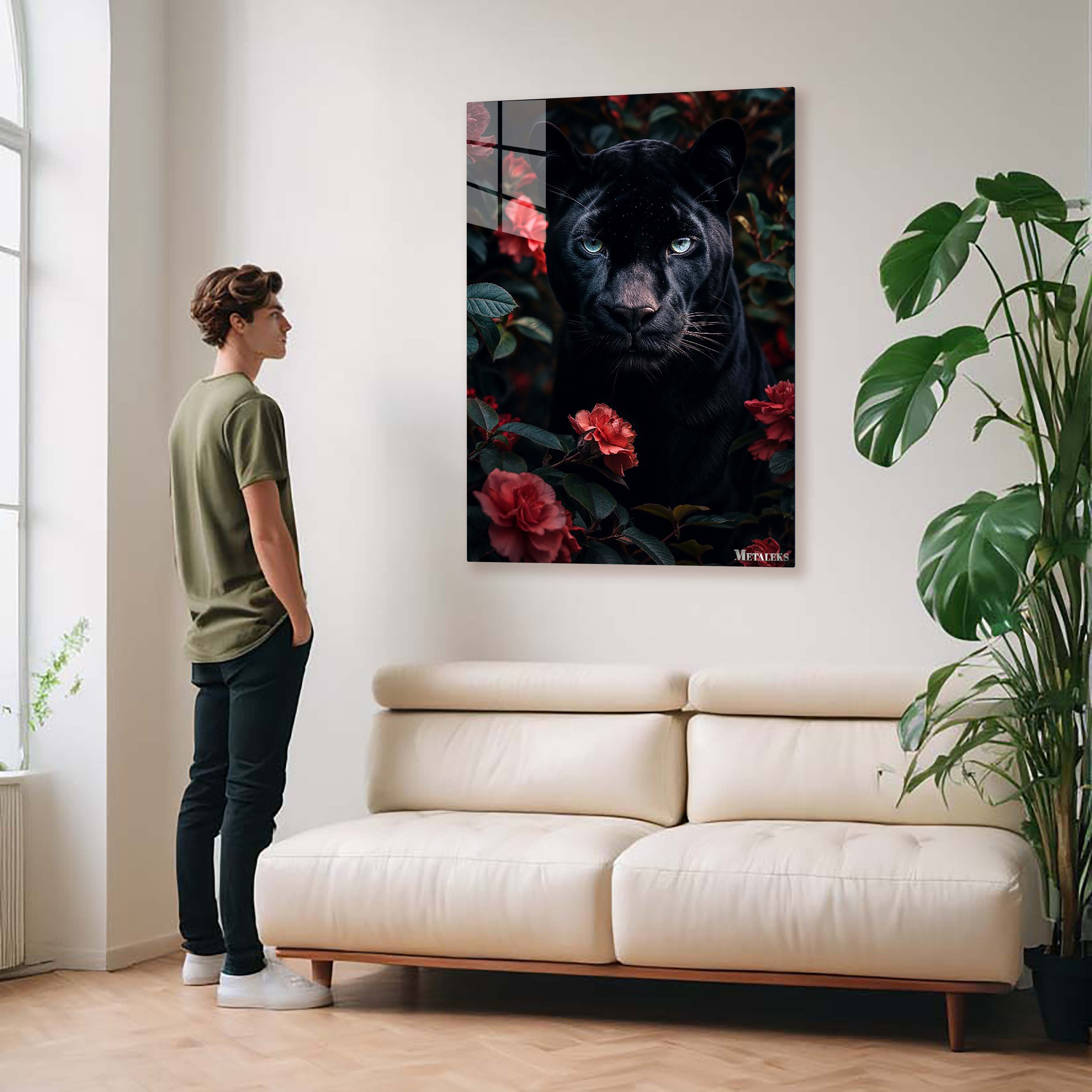 Panther Amidst Crimson Roses