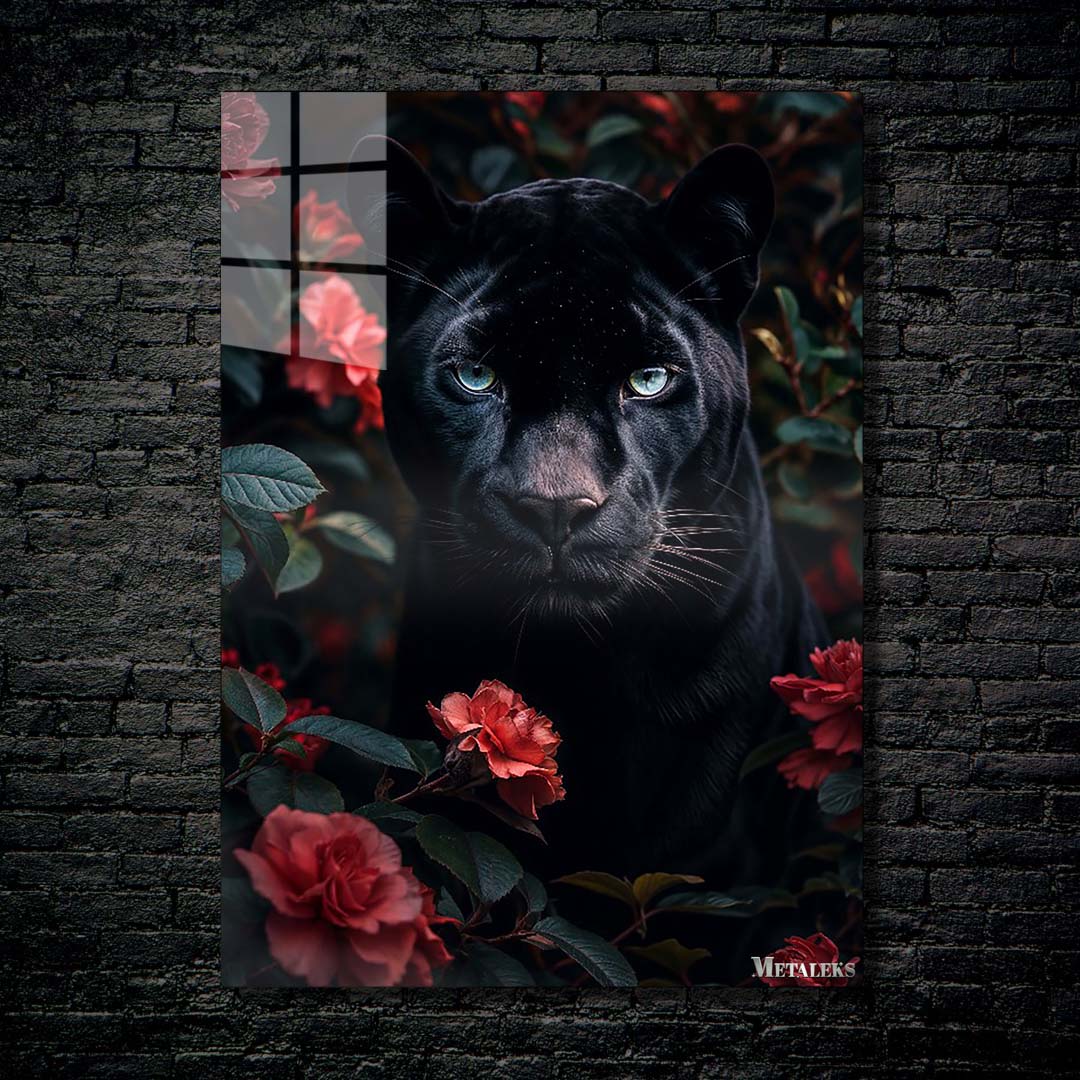 Panther Amidst Crimson Roses