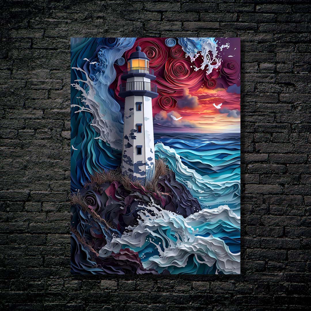 Paper Art_lighthouse-designed by @Ai_inkdreams