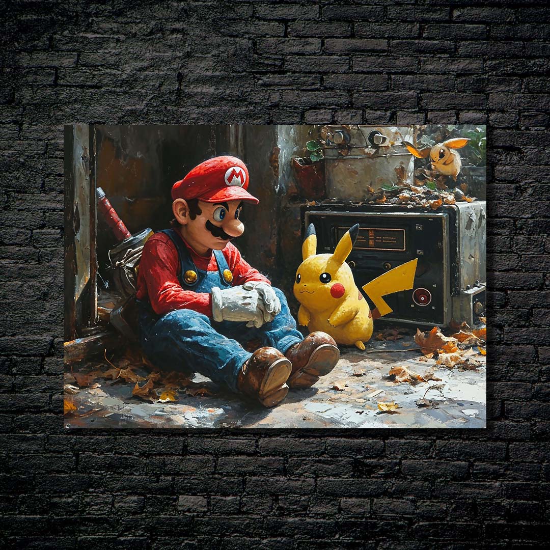 Pikachu and Mario-Artwork by @Mirena Aluven