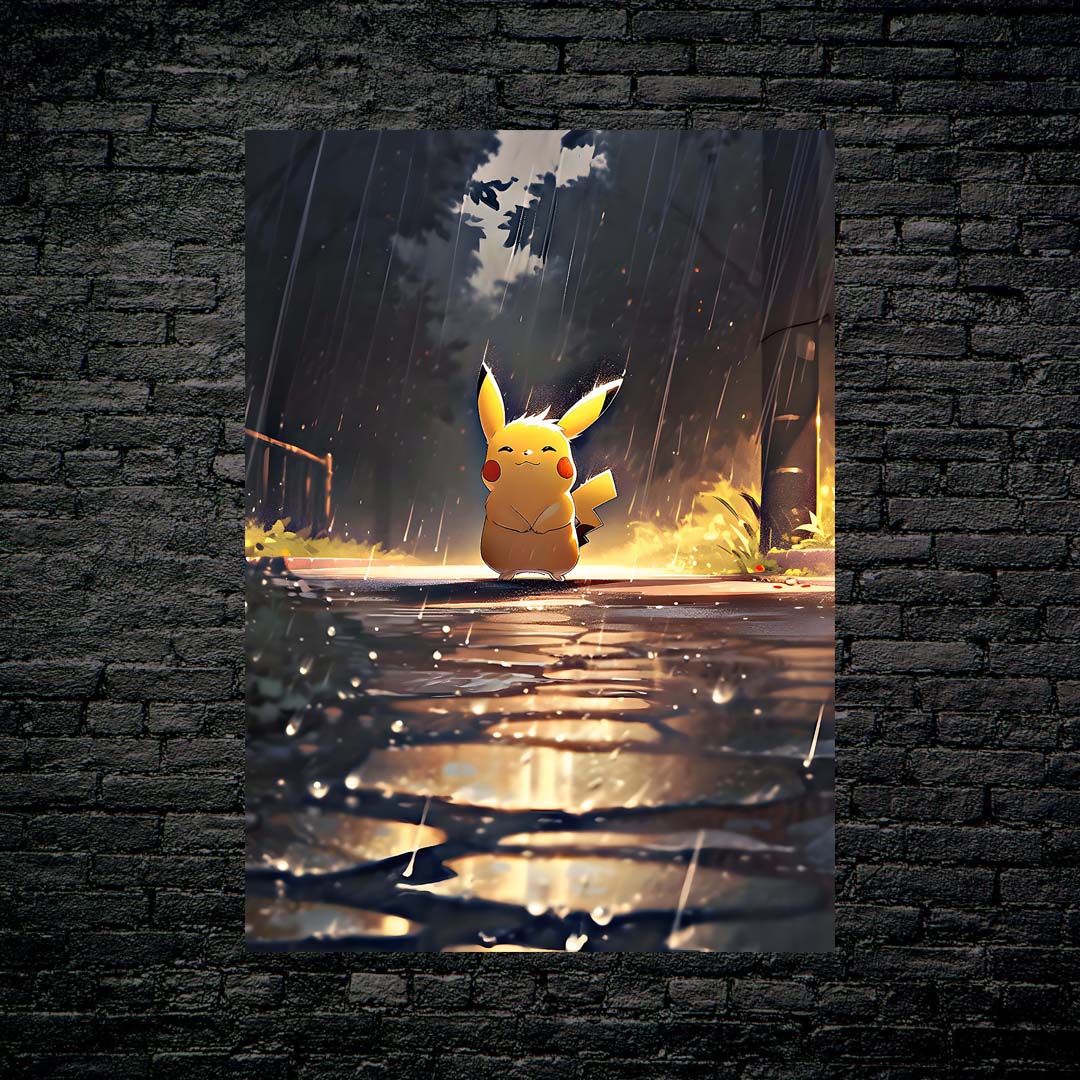 Pikachu enjoying the Rain-designed by @Vid_M@tion