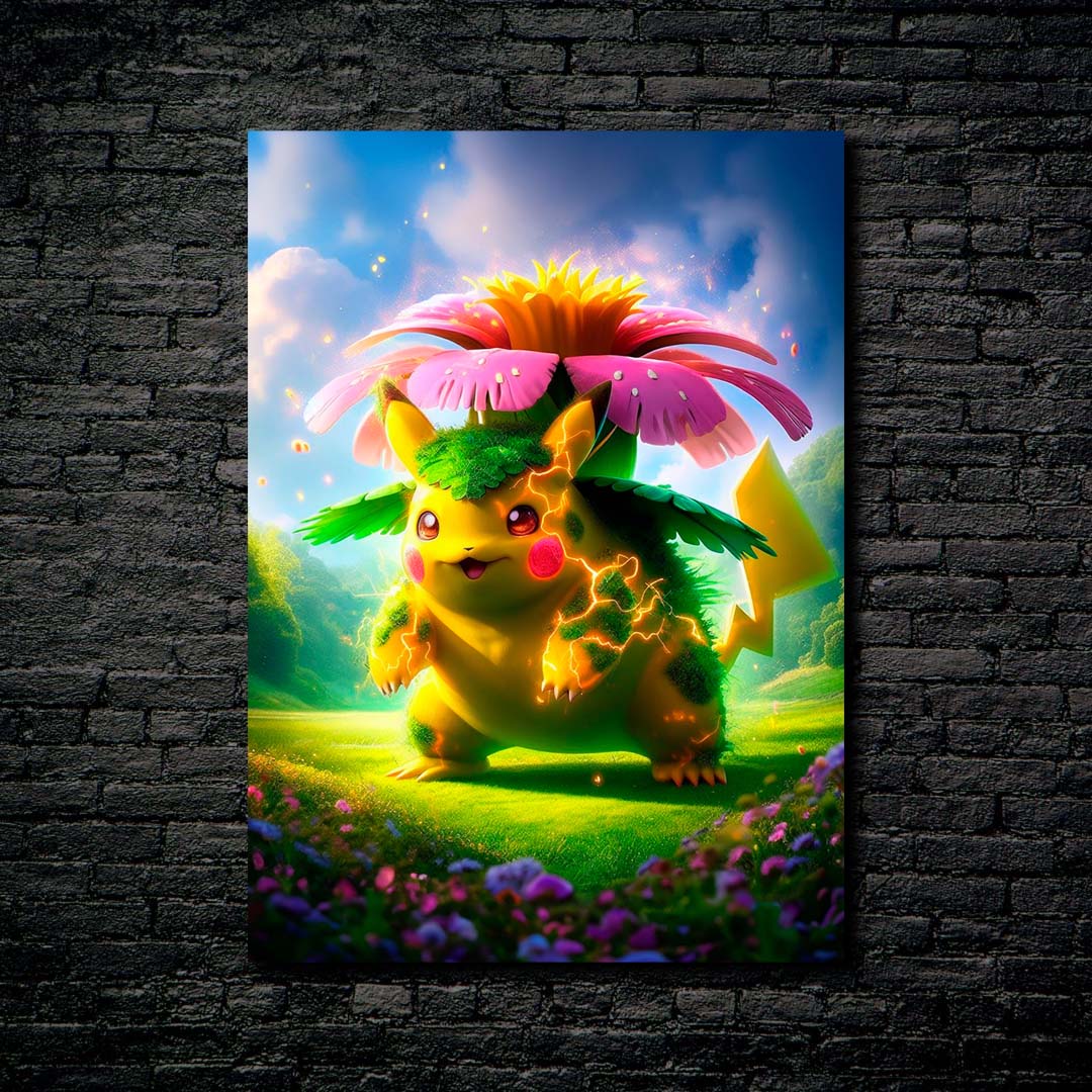 Pikachu x Venusaur Fusion-designed by @Creativity_Artopia