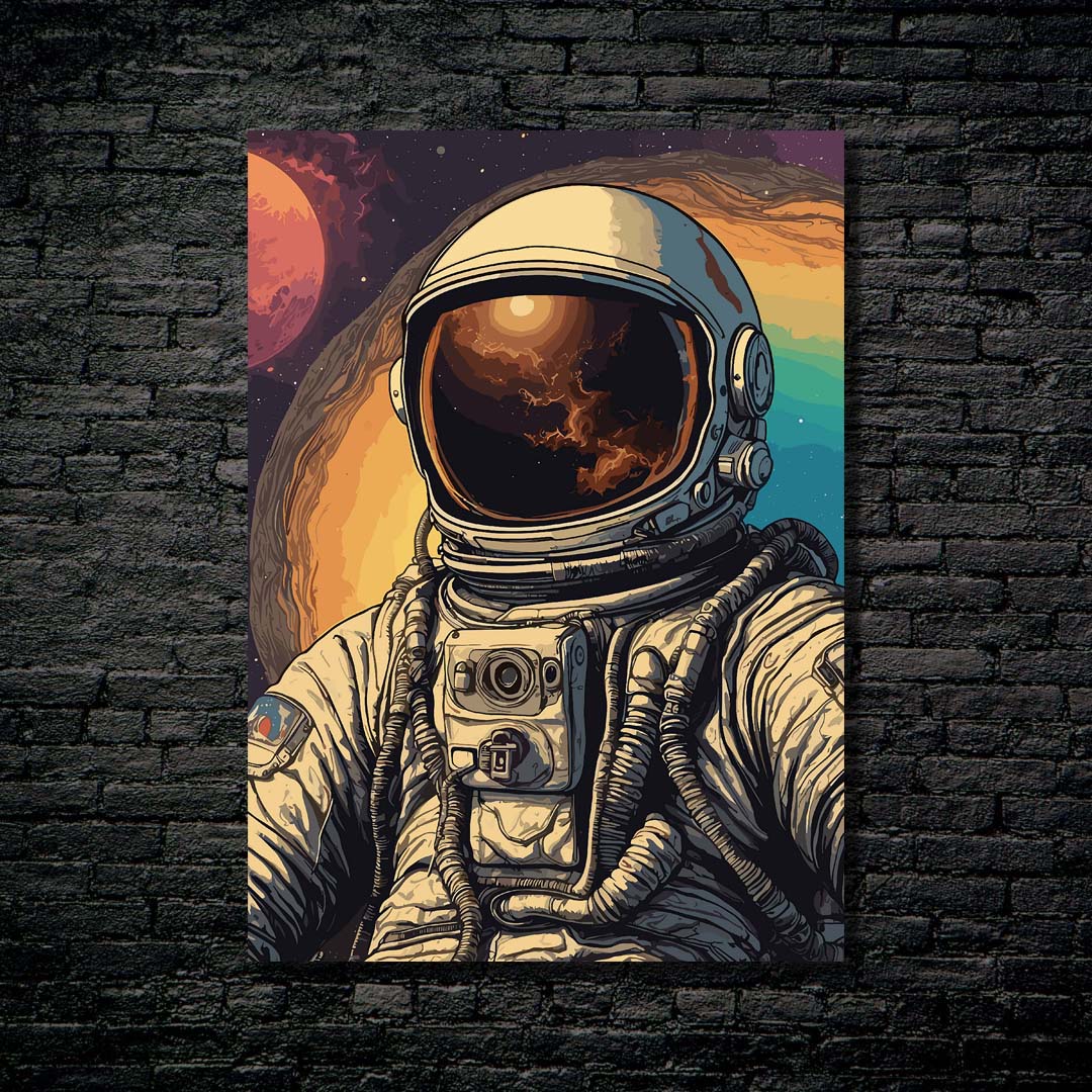 Retro Astronaut in Space-Artwork by @VICKY