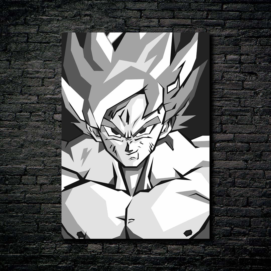 Super Saiyan Goku Dragon Ball Black White-designed by @IqbalKige