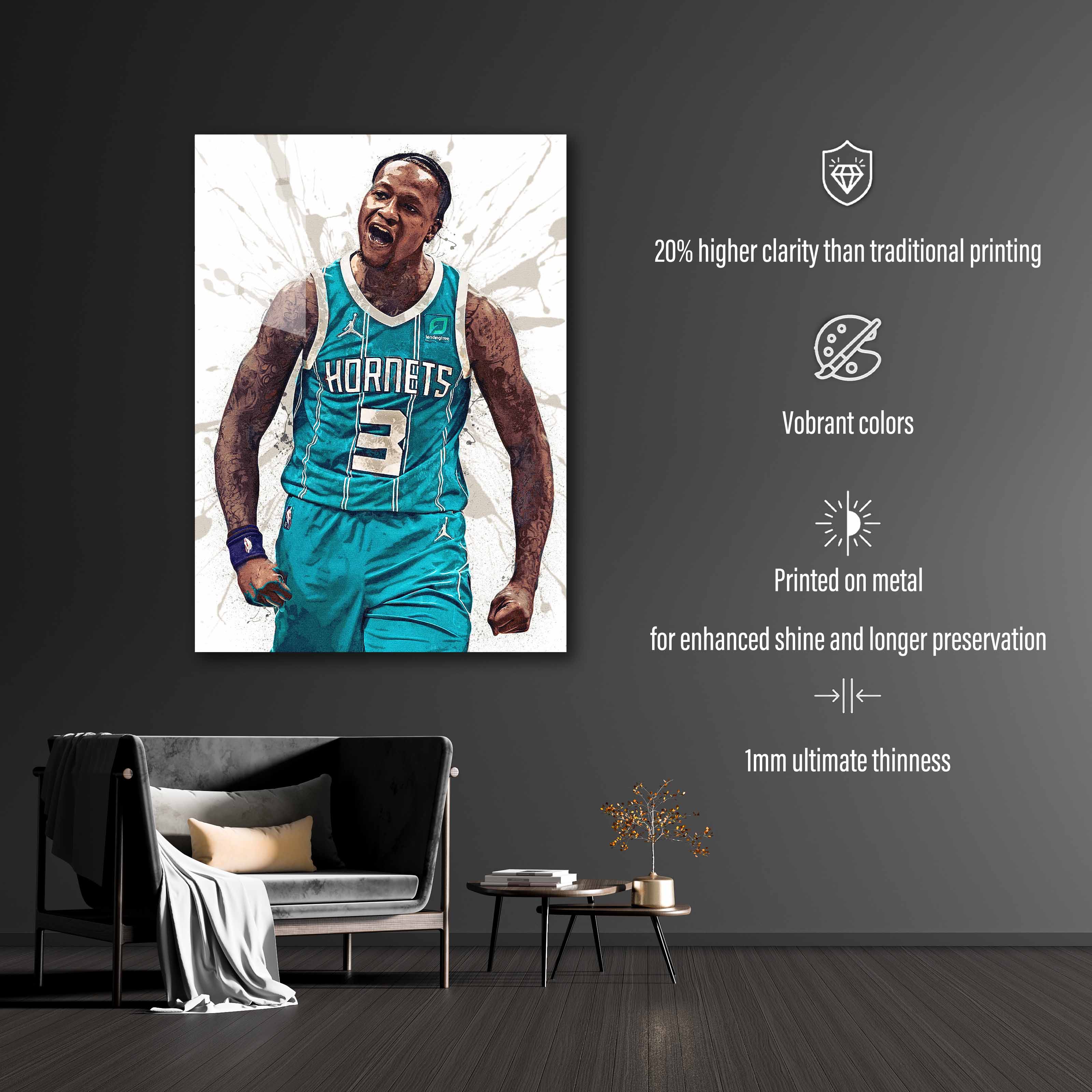 Terry Rozier Charlotte Hornets-Artwork by @Hoang Van Thuan
