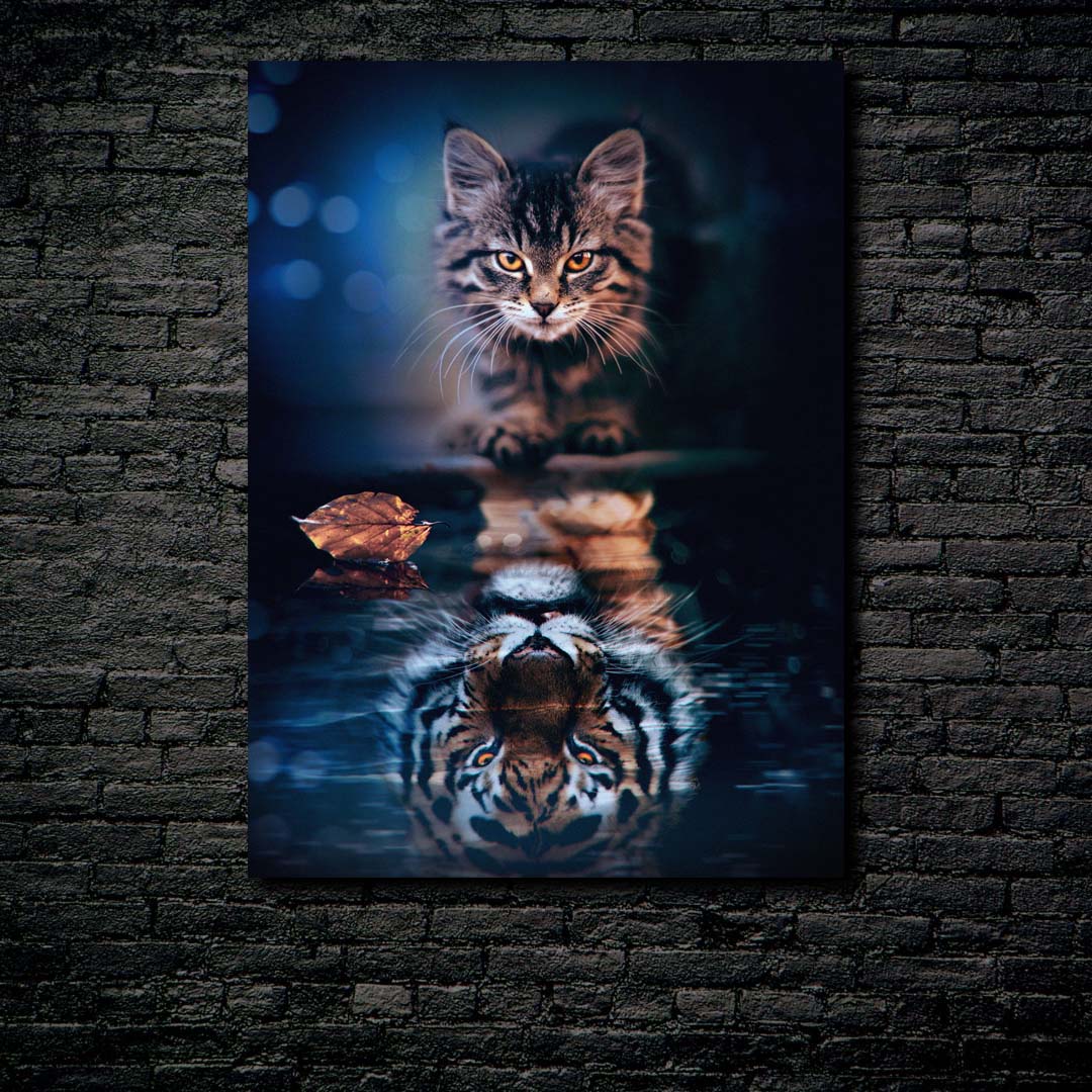 Tiger and cat Mirror-designed by @Puffy Design