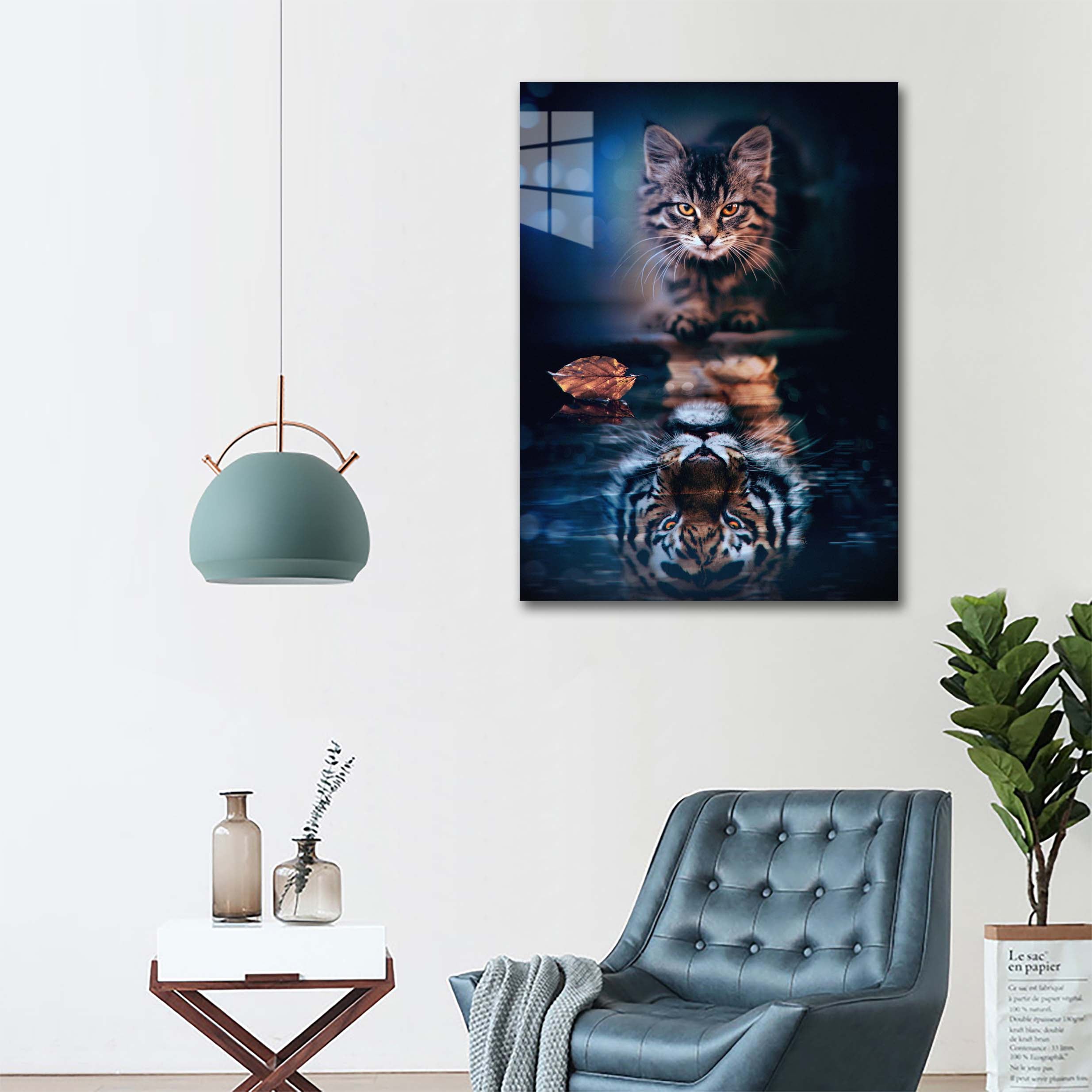 Tiger and cat Mirror-designed by @Puffy Design