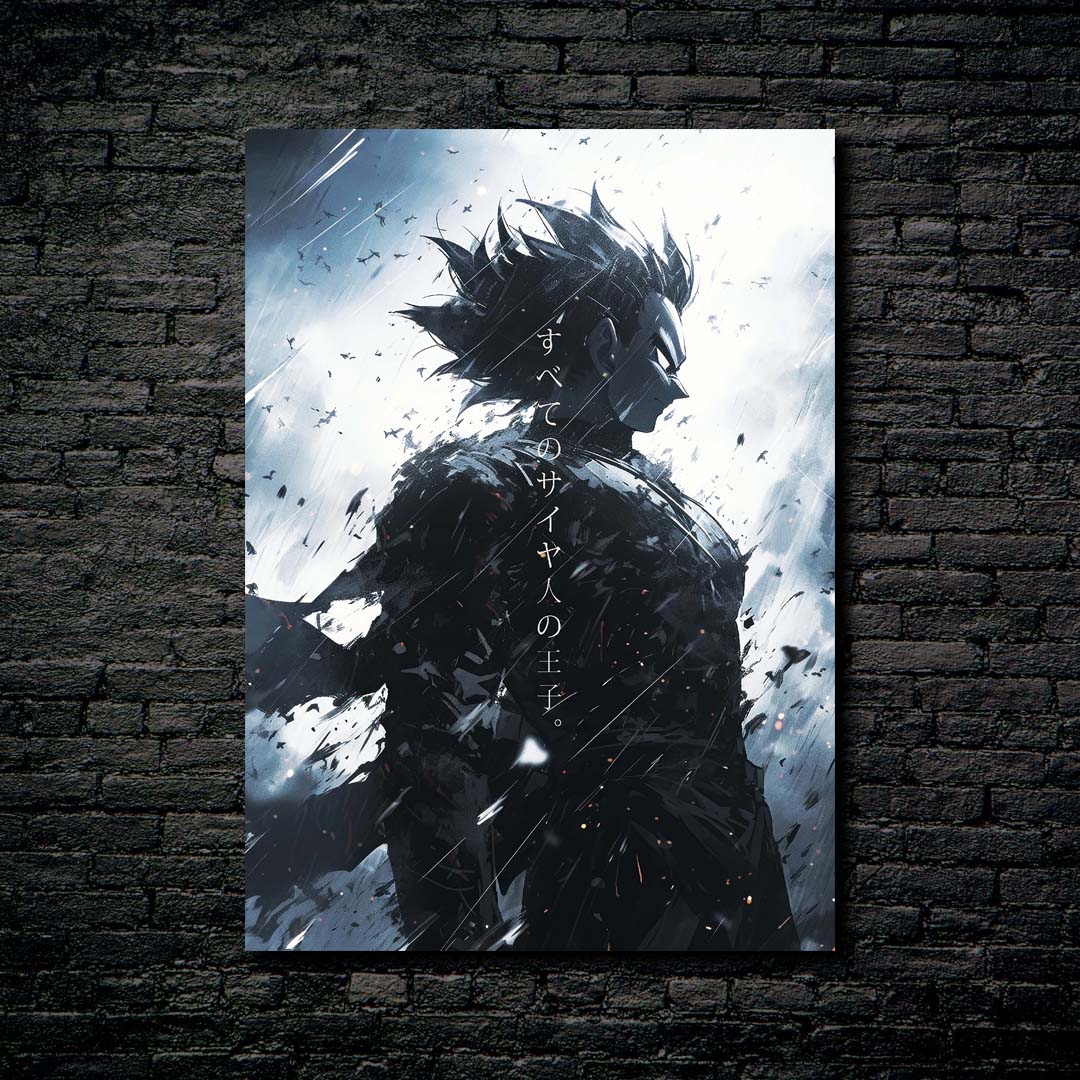 Vegeta Dramatic Poster art-designed by @visinaire.ai