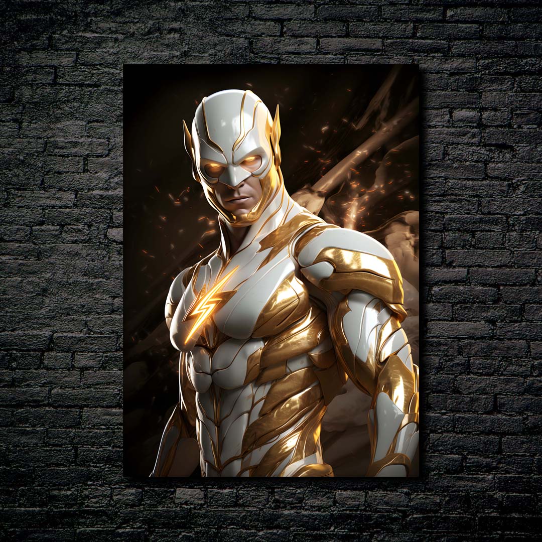 White & Gold Flash-designed by @MidjourneyHero