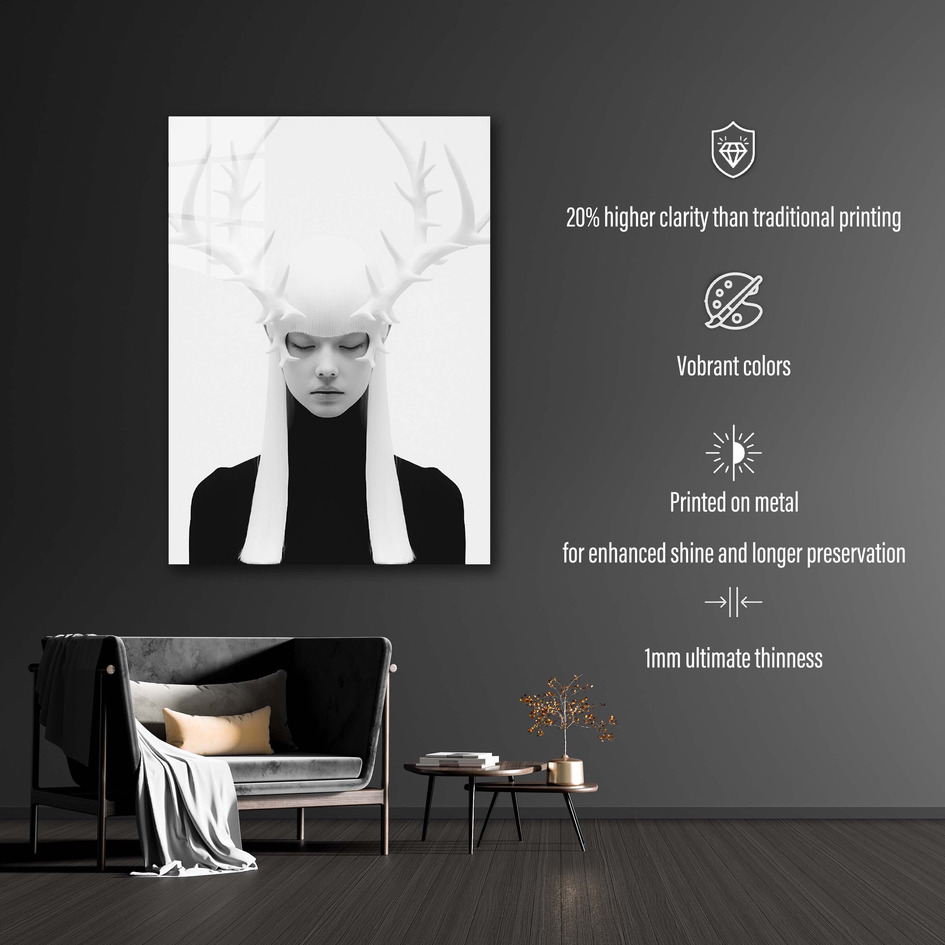 Woman With Antlers 1. White background.-designed by @VanessaGF