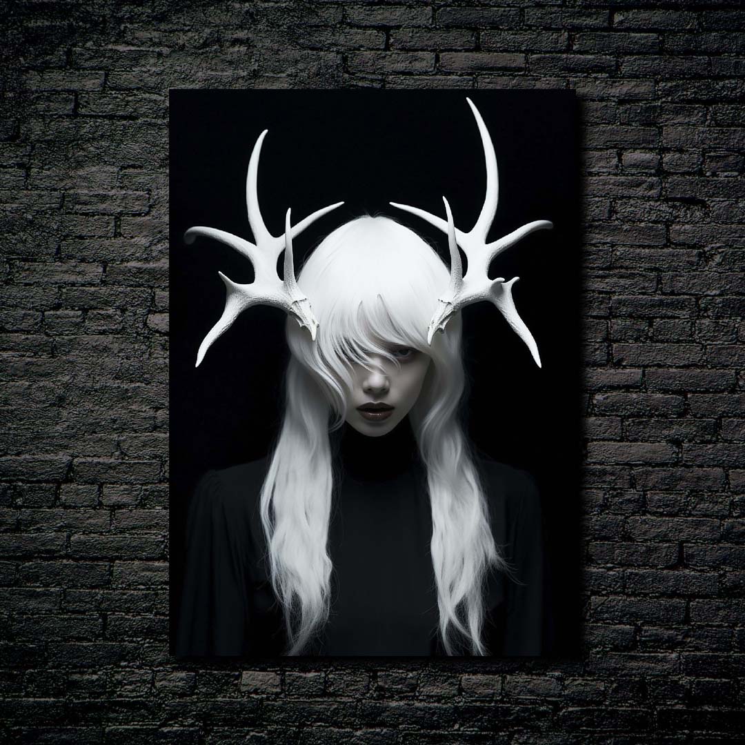 Woman With Antlers 3. Black bakcground.-designed by @VanessaGF
