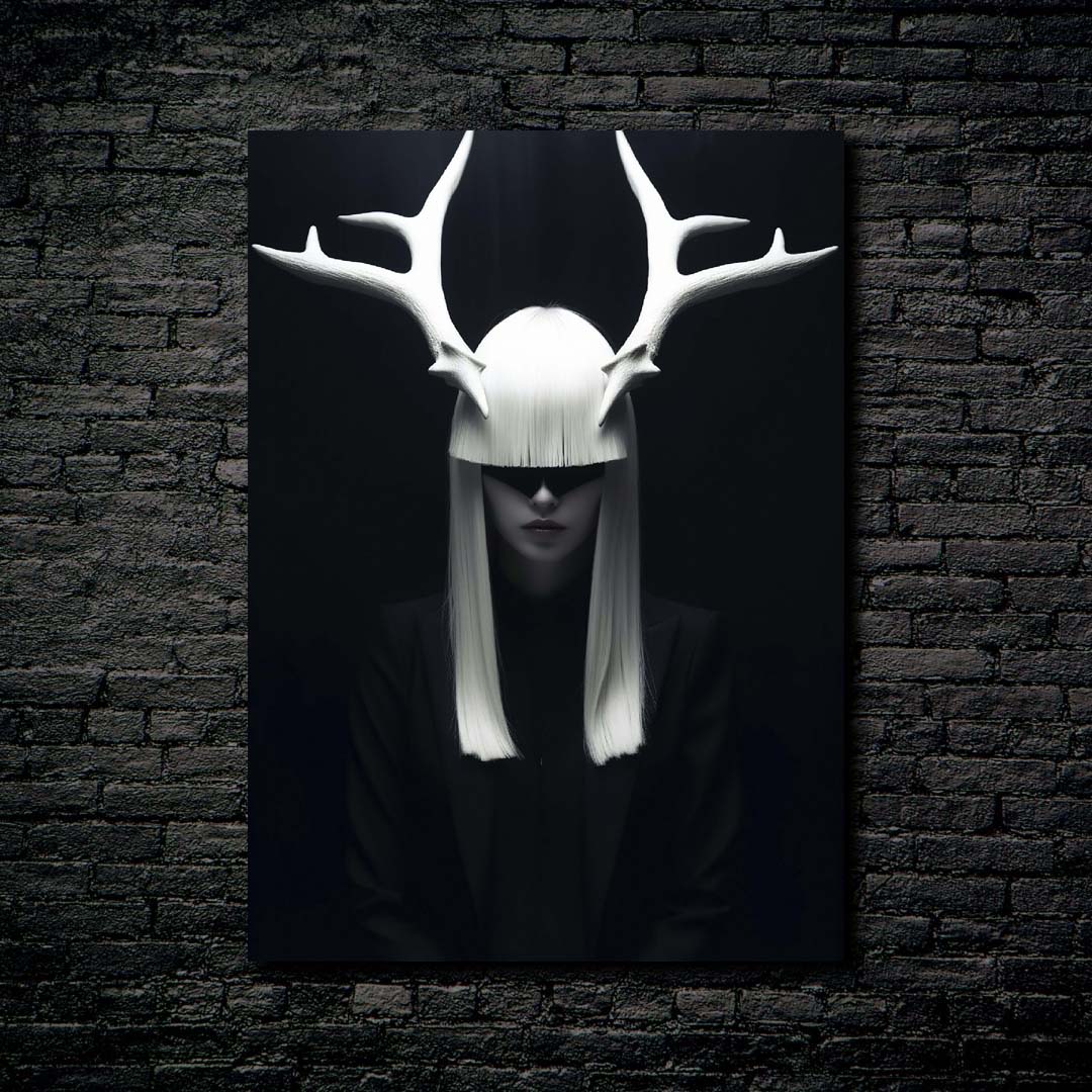 Woman With Antlers 4. Black bakcground.-designed by @VanessaGF