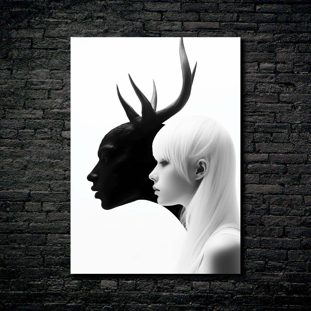 Woman and man with Antlers 1. Yin yang-designed by @VanessaGF