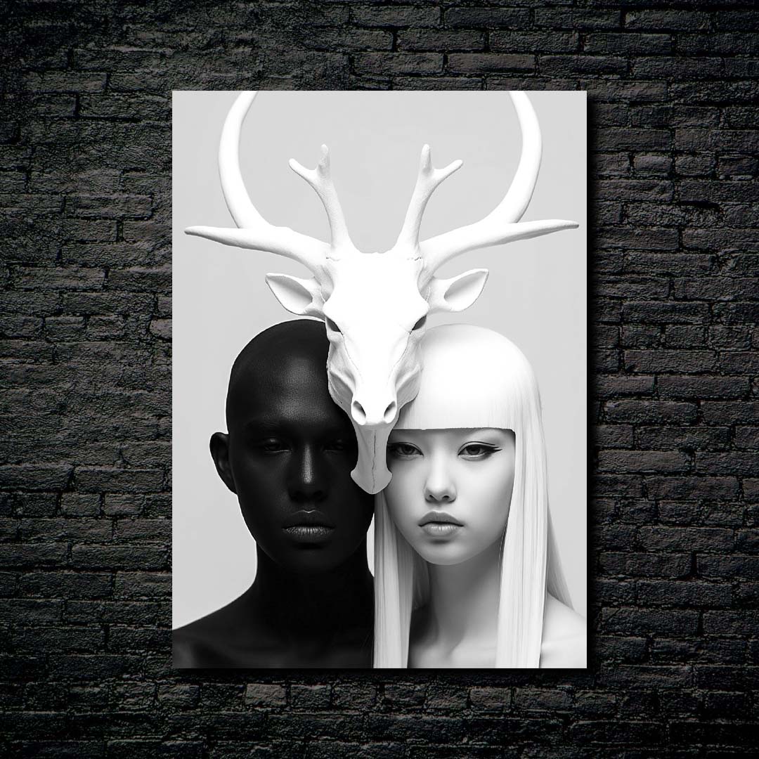 Woman and man with Antlers 2 . Yin yang-designed by @VanessaGF