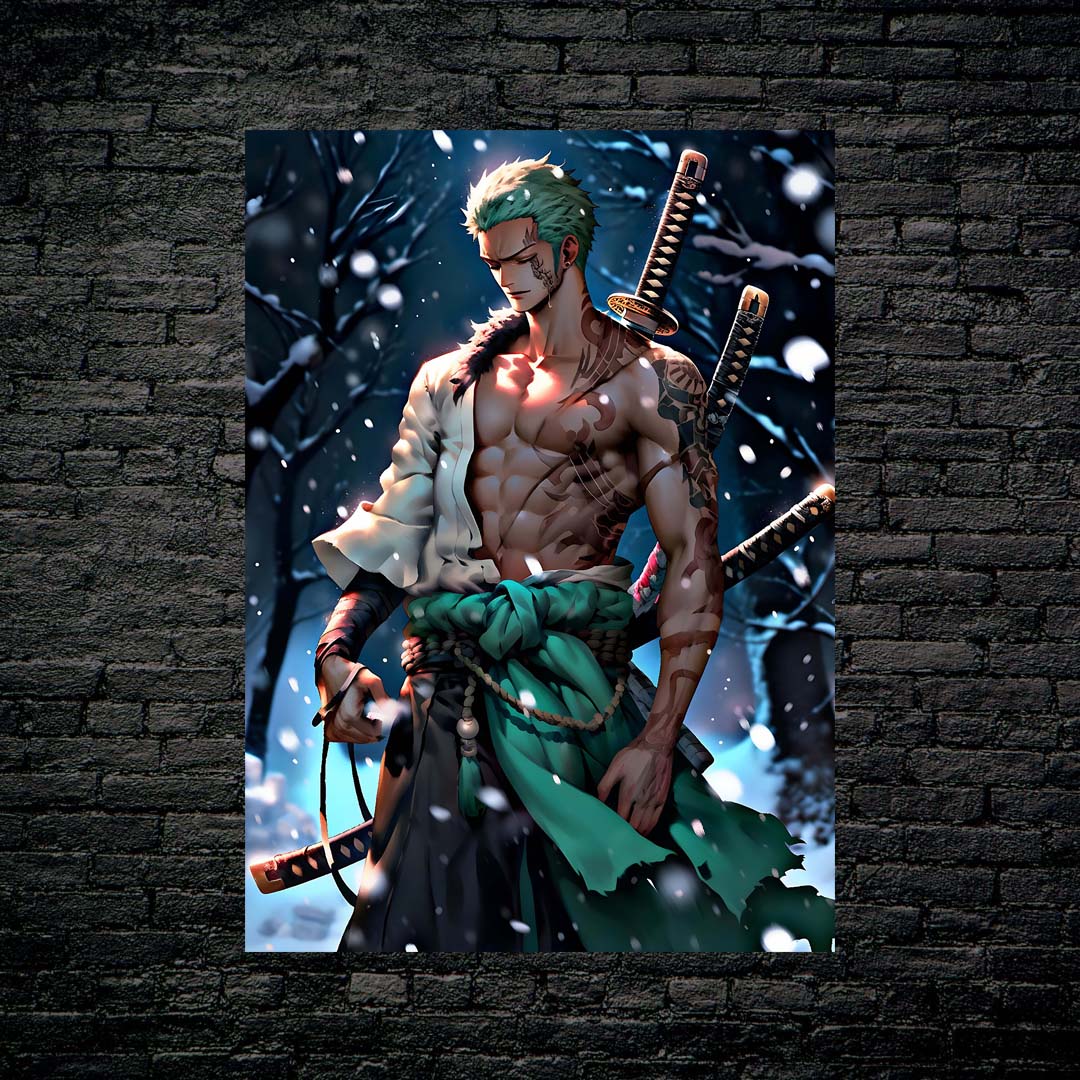 Zoro in Snow with katana's Christmas theme-designed by @Vid_M@tion