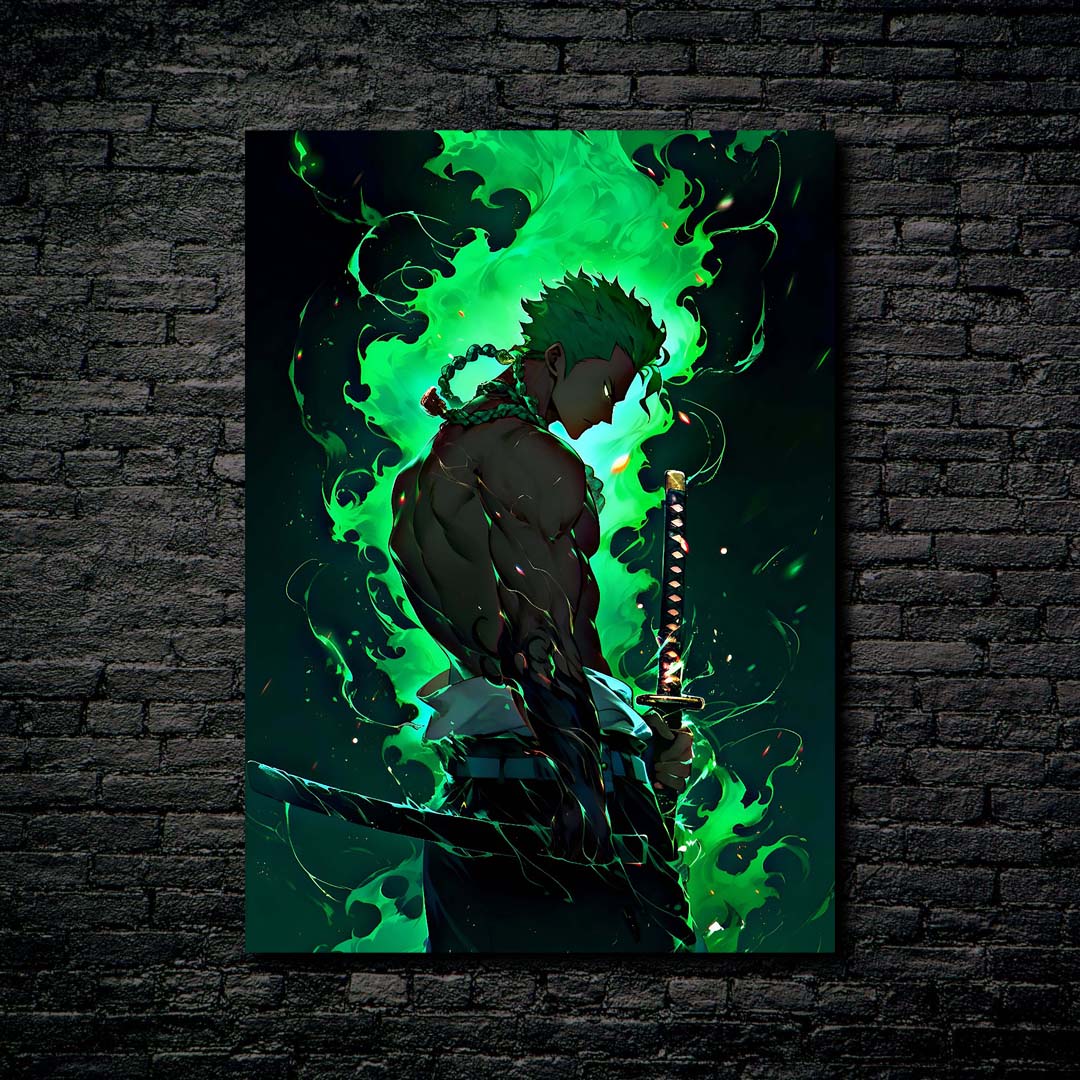 Zoro with green smoke from one piece-designed by @Vid_M@tion