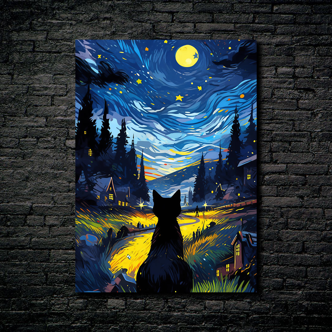Van Gogh Series-black cat-designed by @DUNKDUCK